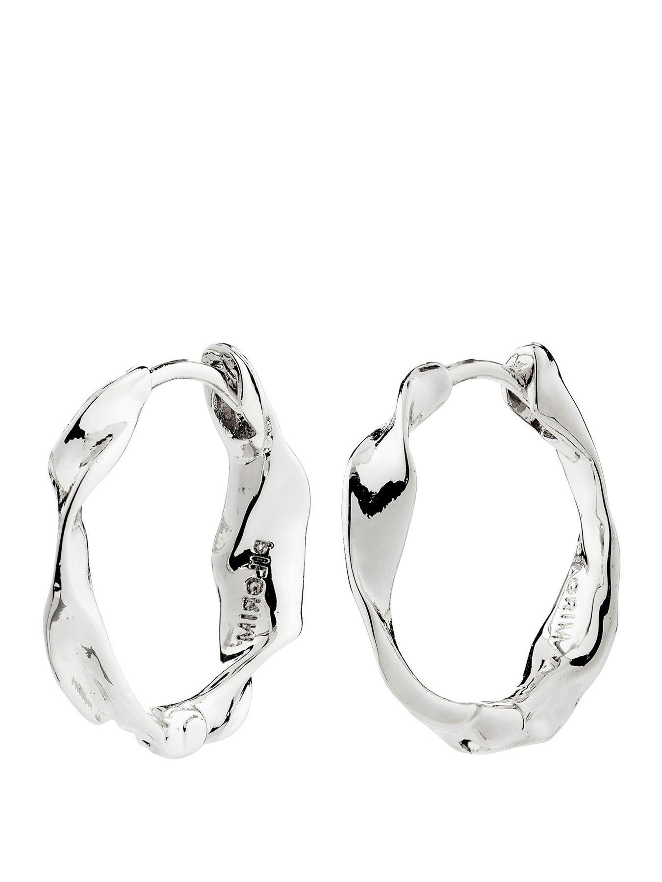 Image 1 of 4 of Pilgrim HERE hoop earrings silver-plated