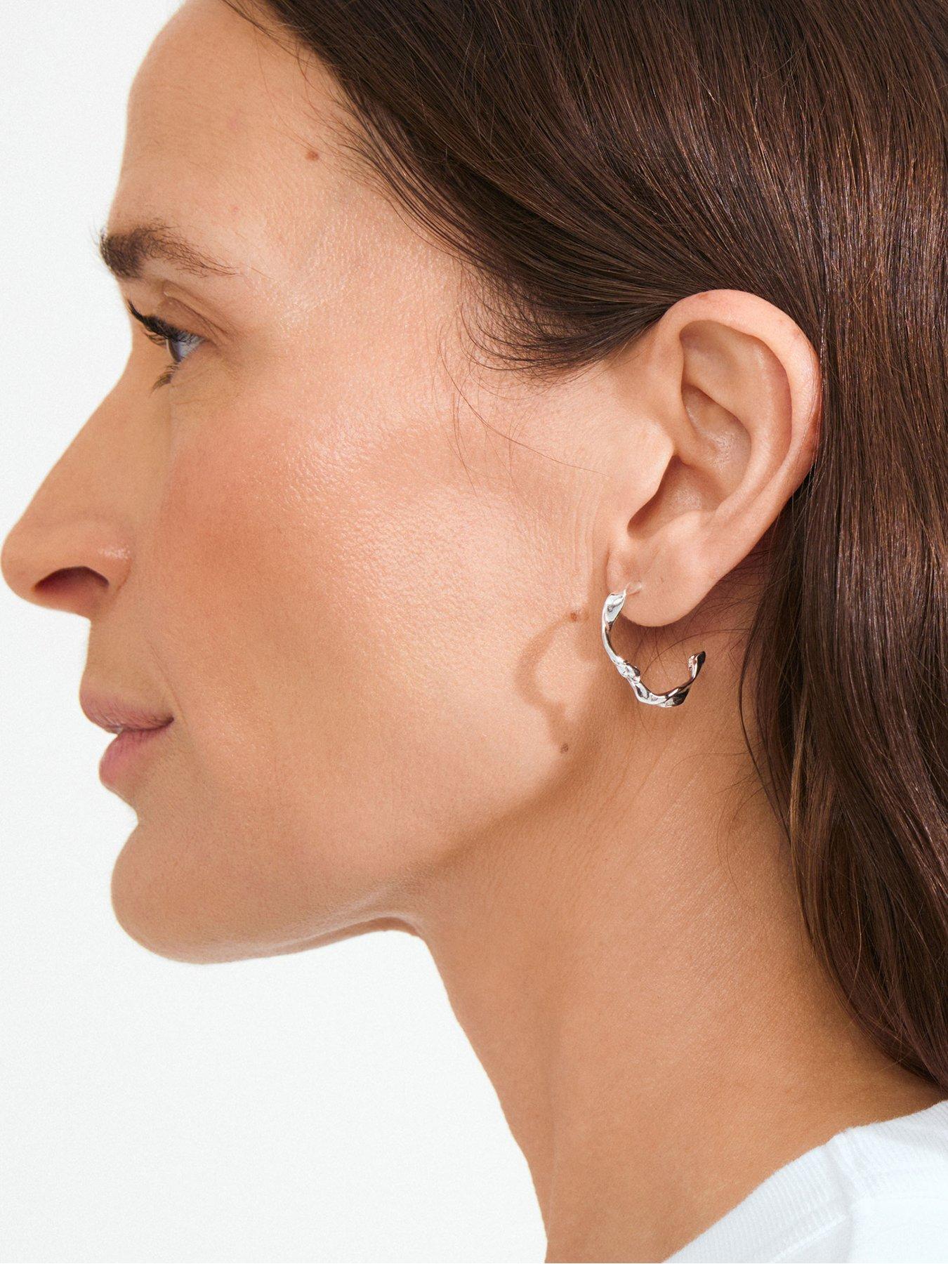 Image 3 of 4 of Pilgrim HERE hoop earrings silver-plated