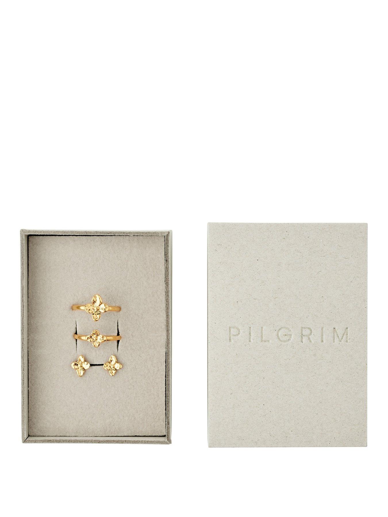 Image 1 of 5 of Pilgrim Sanine - gift set, rings & earstuds, gold-plated