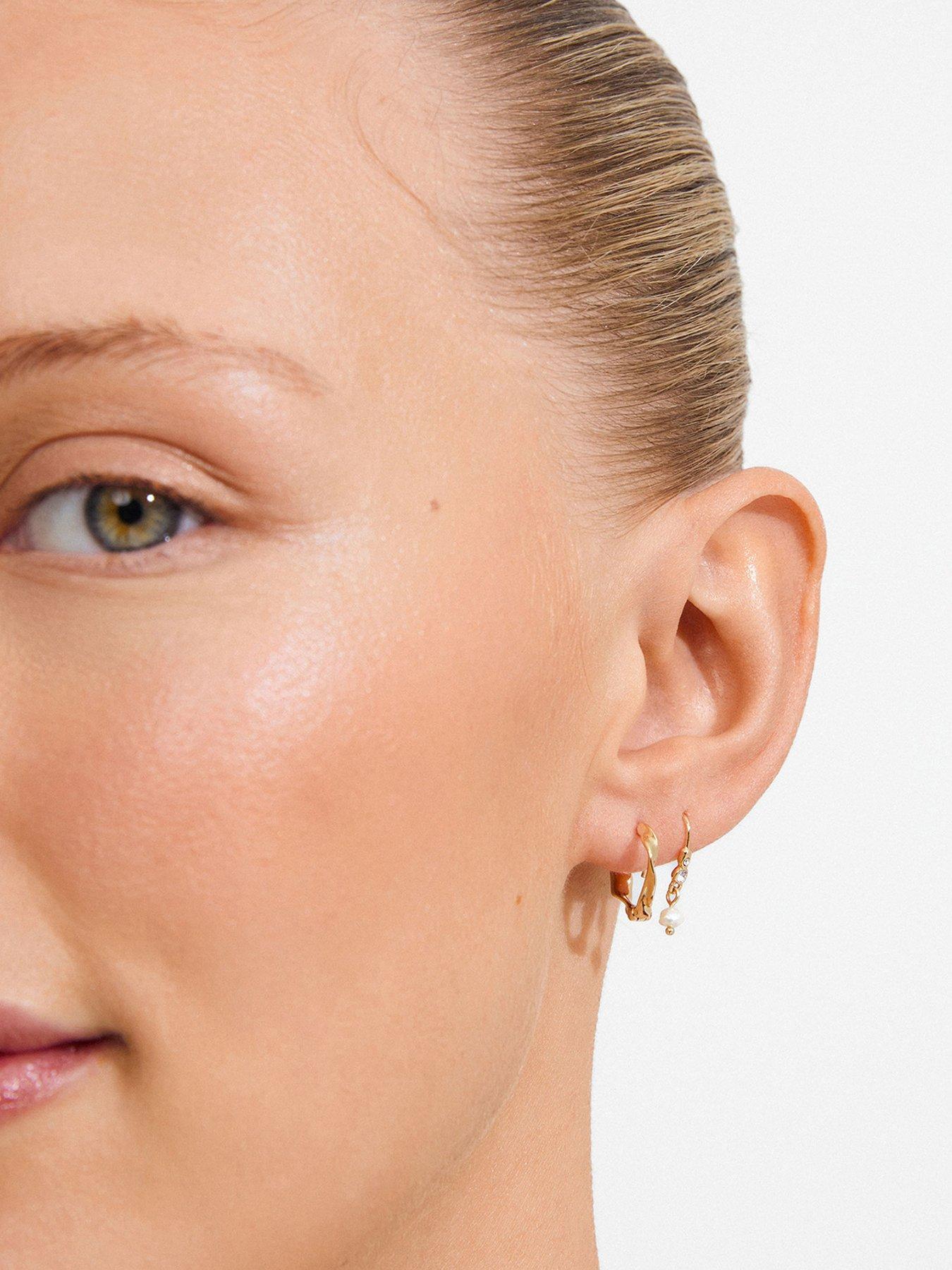 Pilgrim Morin - waterproof earrings 2-in-1 set, gold-plated
