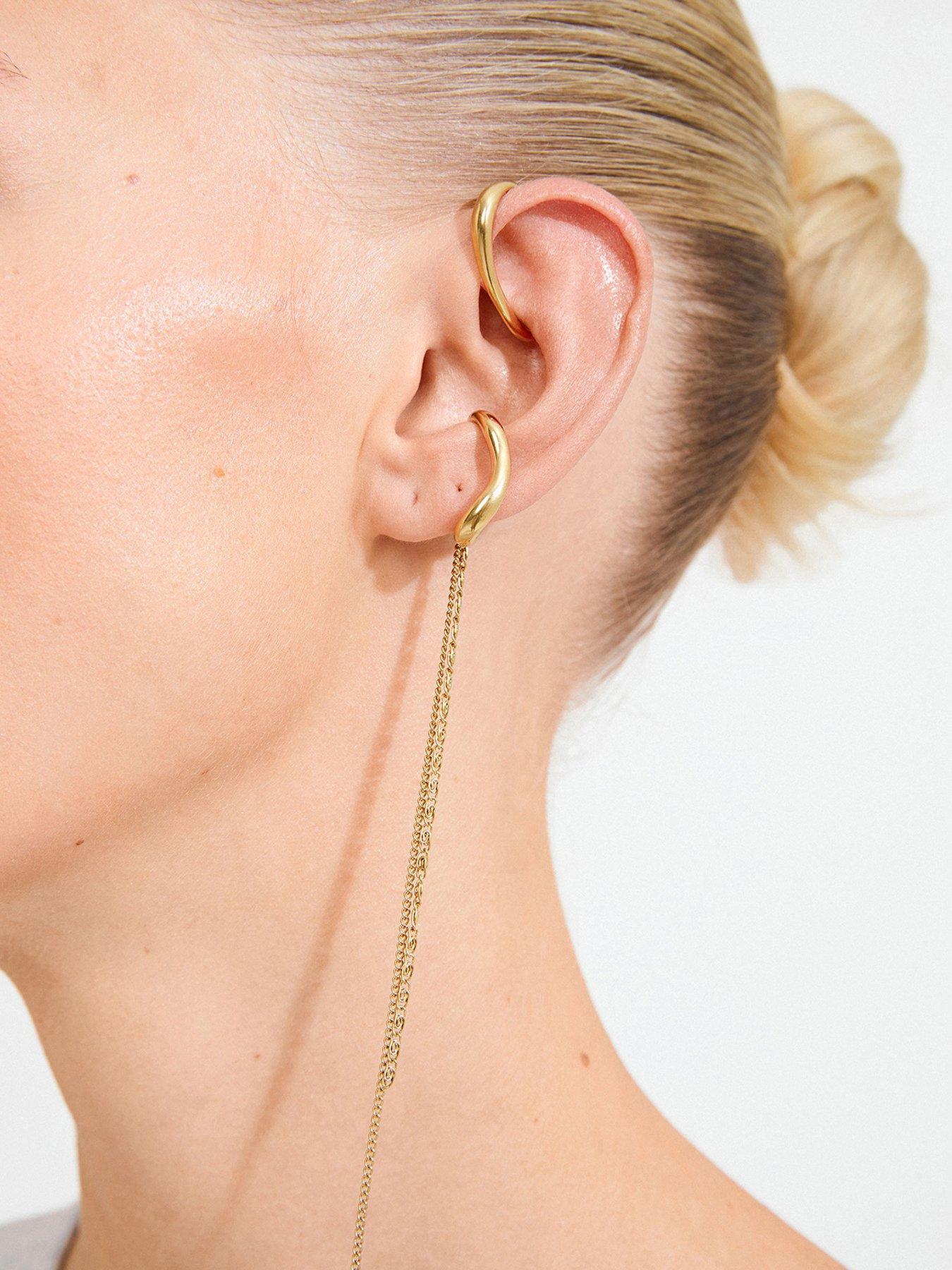 Image 1 of 3 of Pilgrim Evon - ear cuff, 2-in-1 set, gold-plated