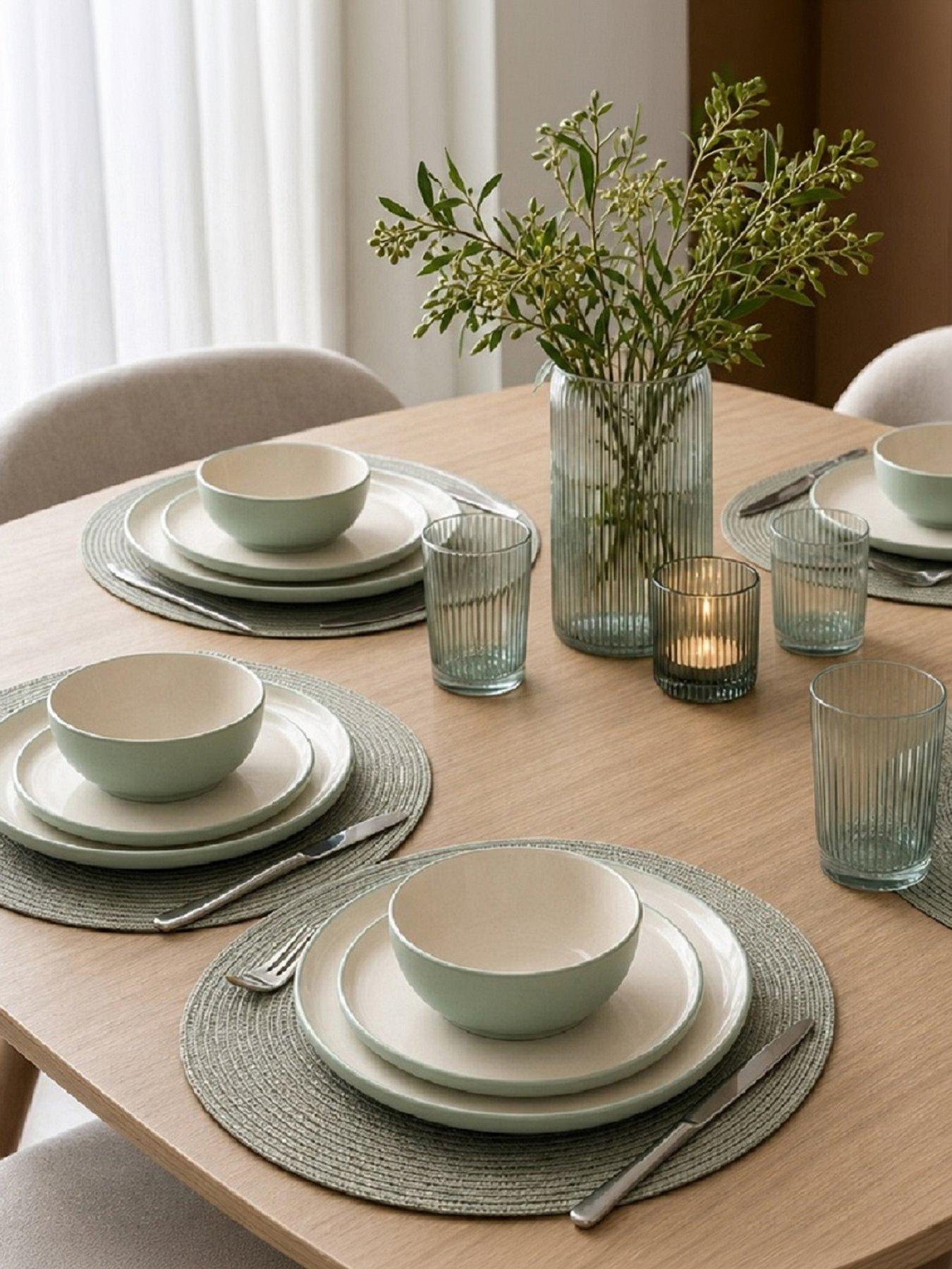  - Waterside 12Pc 2Tone Green/cream Stoneware Dinner Set - Image 8
