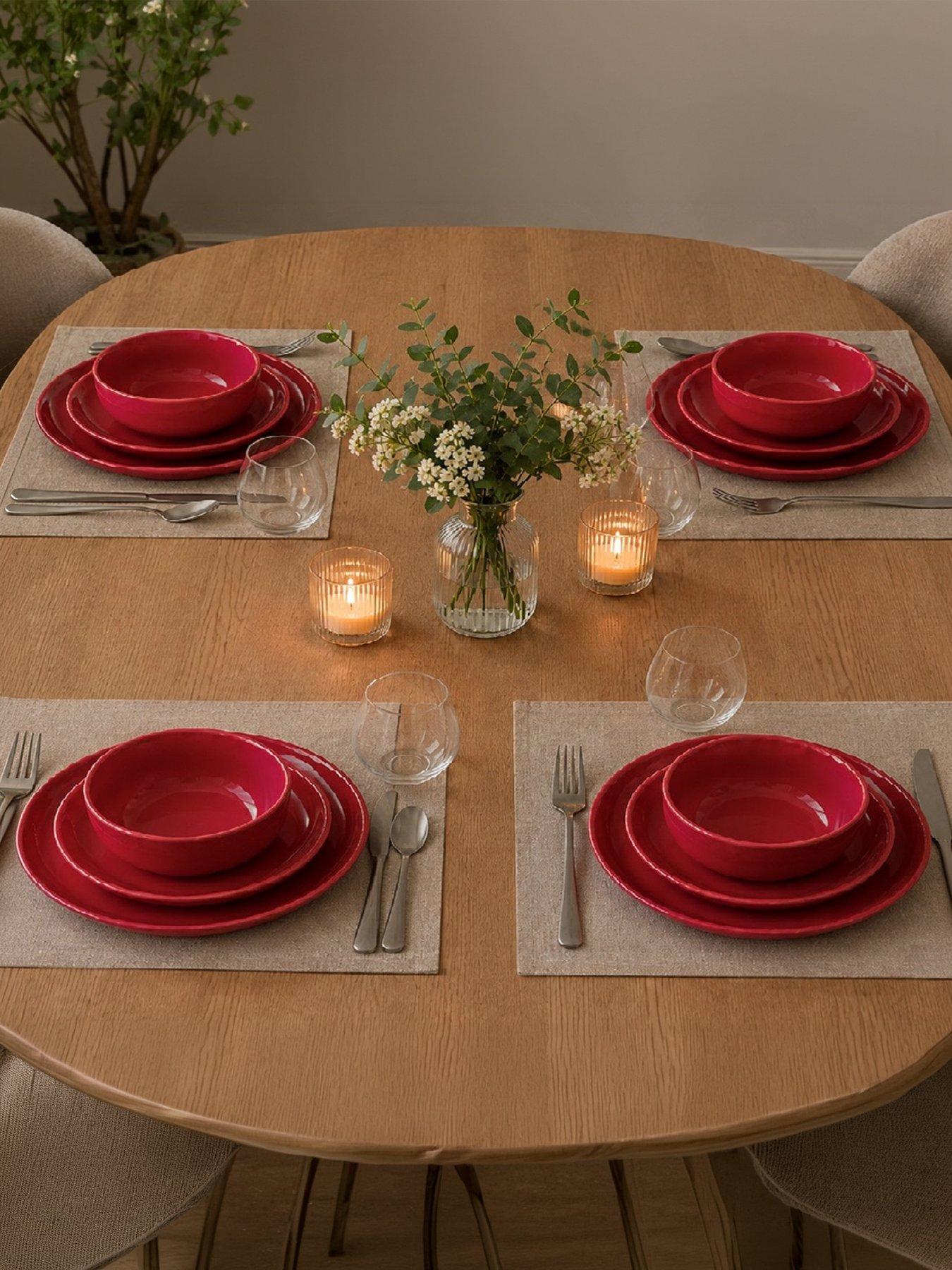 Image 1 of 4 of WATERSIDE 12pc Red Lipped Dinner Set