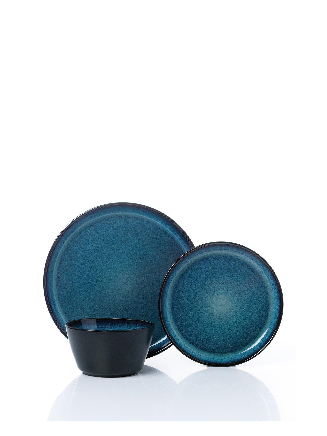 Image 2 of 6 of WATERSIDE 12pc Reactive Blue Lip Dinner Set