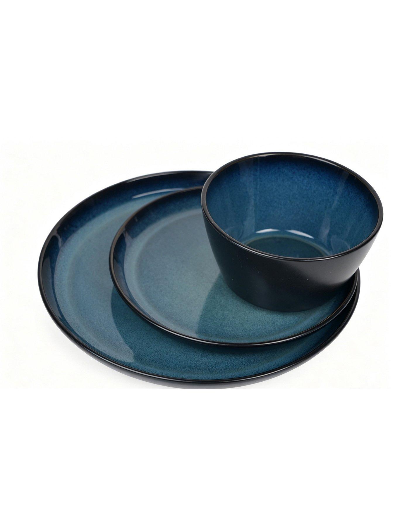 Image 5 of 6 of WATERSIDE 12pc Reactive Blue Lip Dinner Set