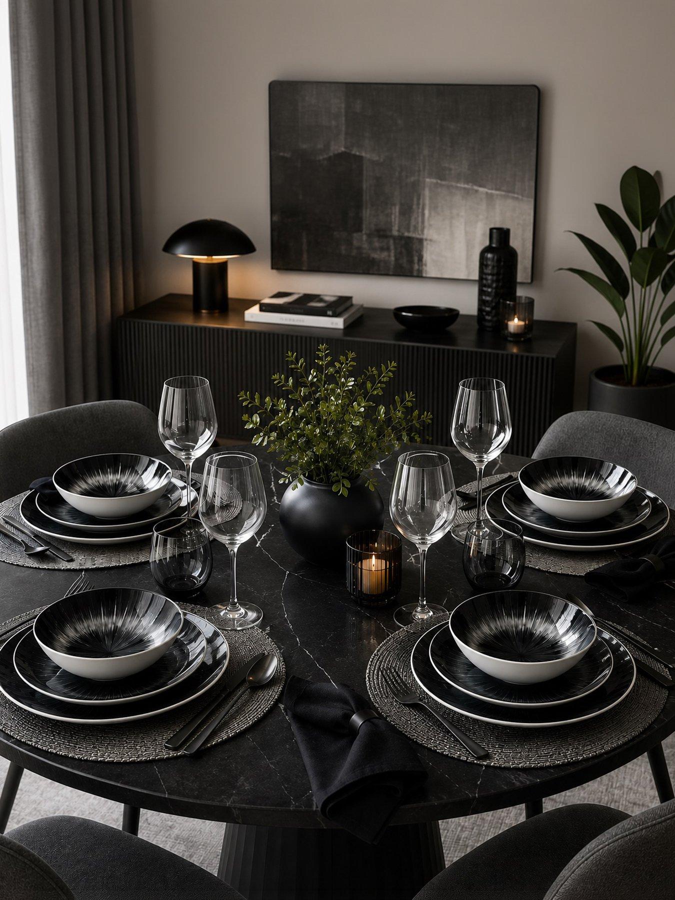 Waterside Black 12Pc Star 2Tone Dinner Set, Sports Direct - Image 3