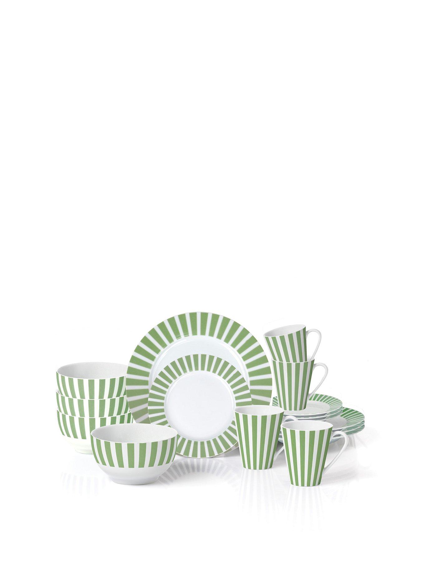 Image 2 of 4 of WATERSIDE 16pc Green Stripe Dinner Set