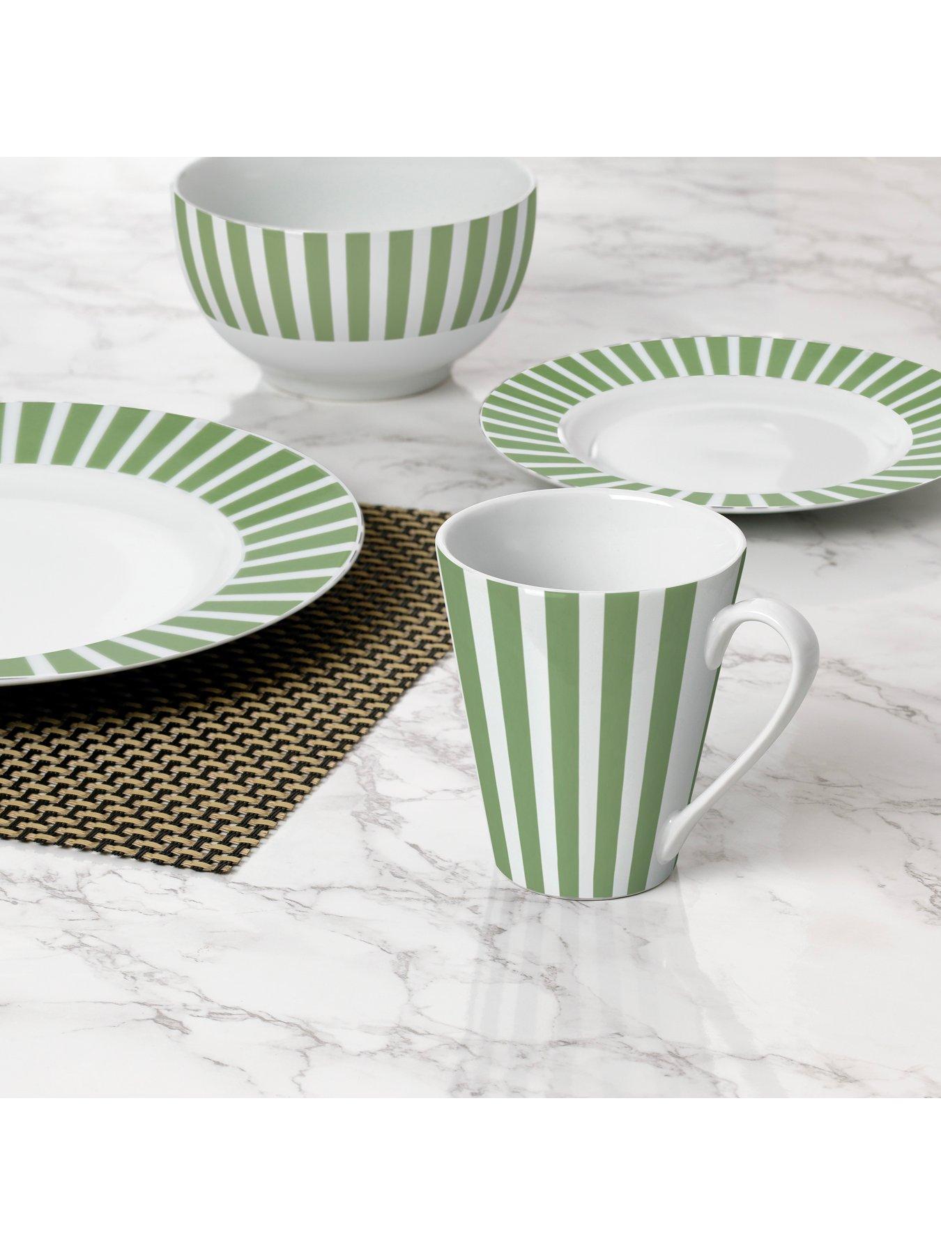 Image 4 of 4 of WATERSIDE 16pc Green Stripe Dinner Set