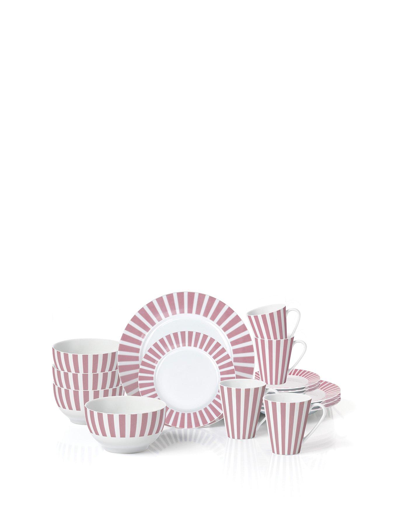 Image 2 of 4 of WATERSIDE 16pc Pink Stripe Dinner Set