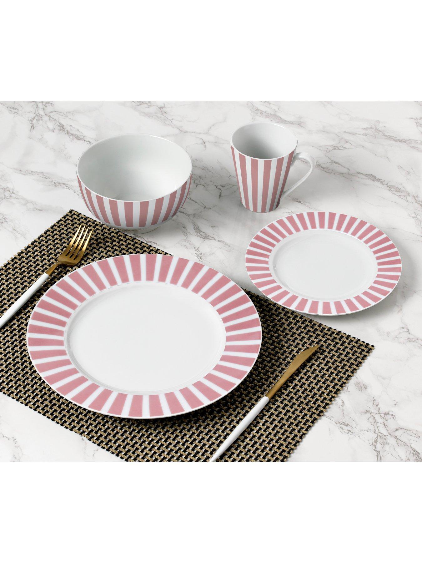 Image 3 of 4 of WATERSIDE 16pc Pink Stripe Dinner Set