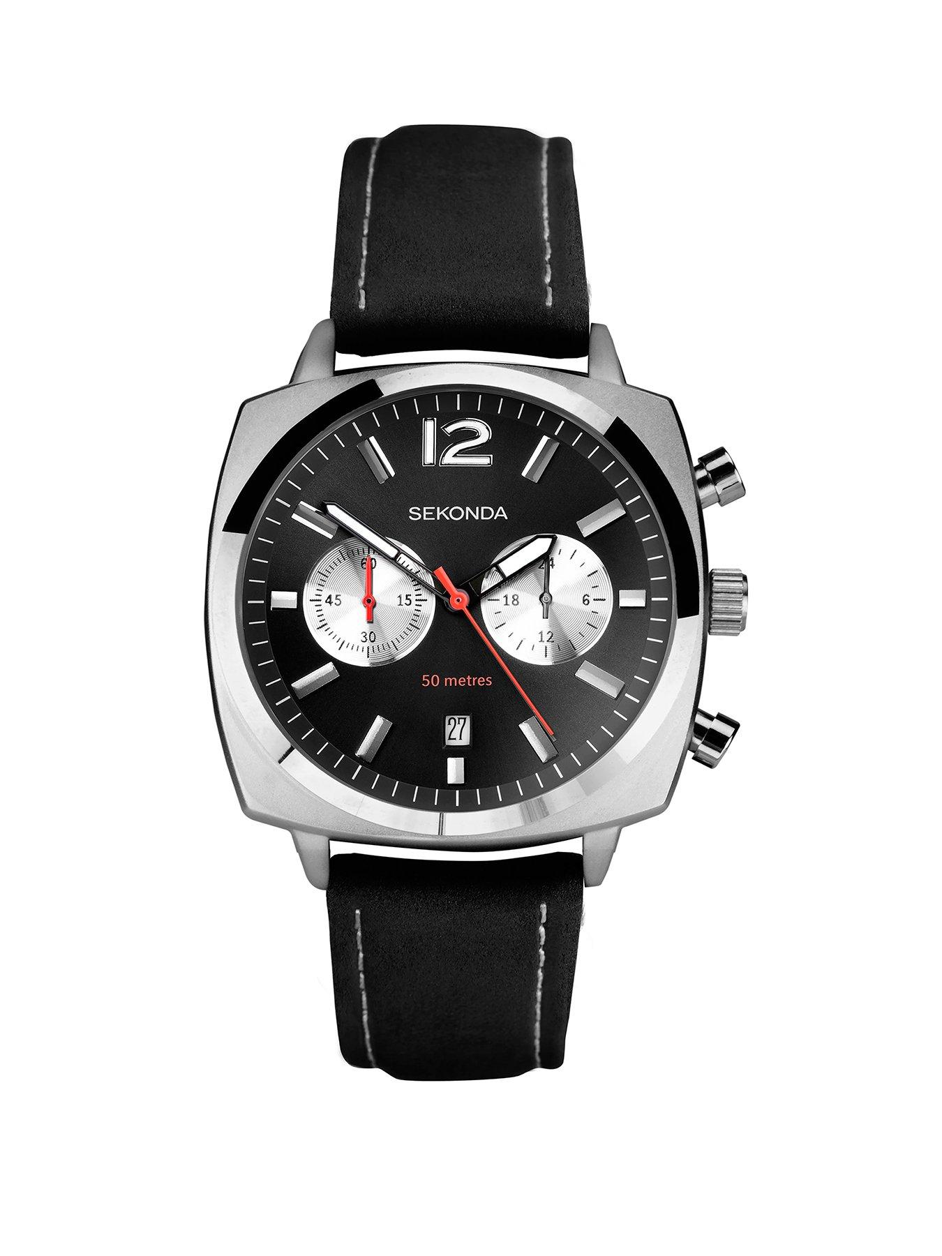 Sekonda Sekonda Men's Airborne Black Leather Strap Watch