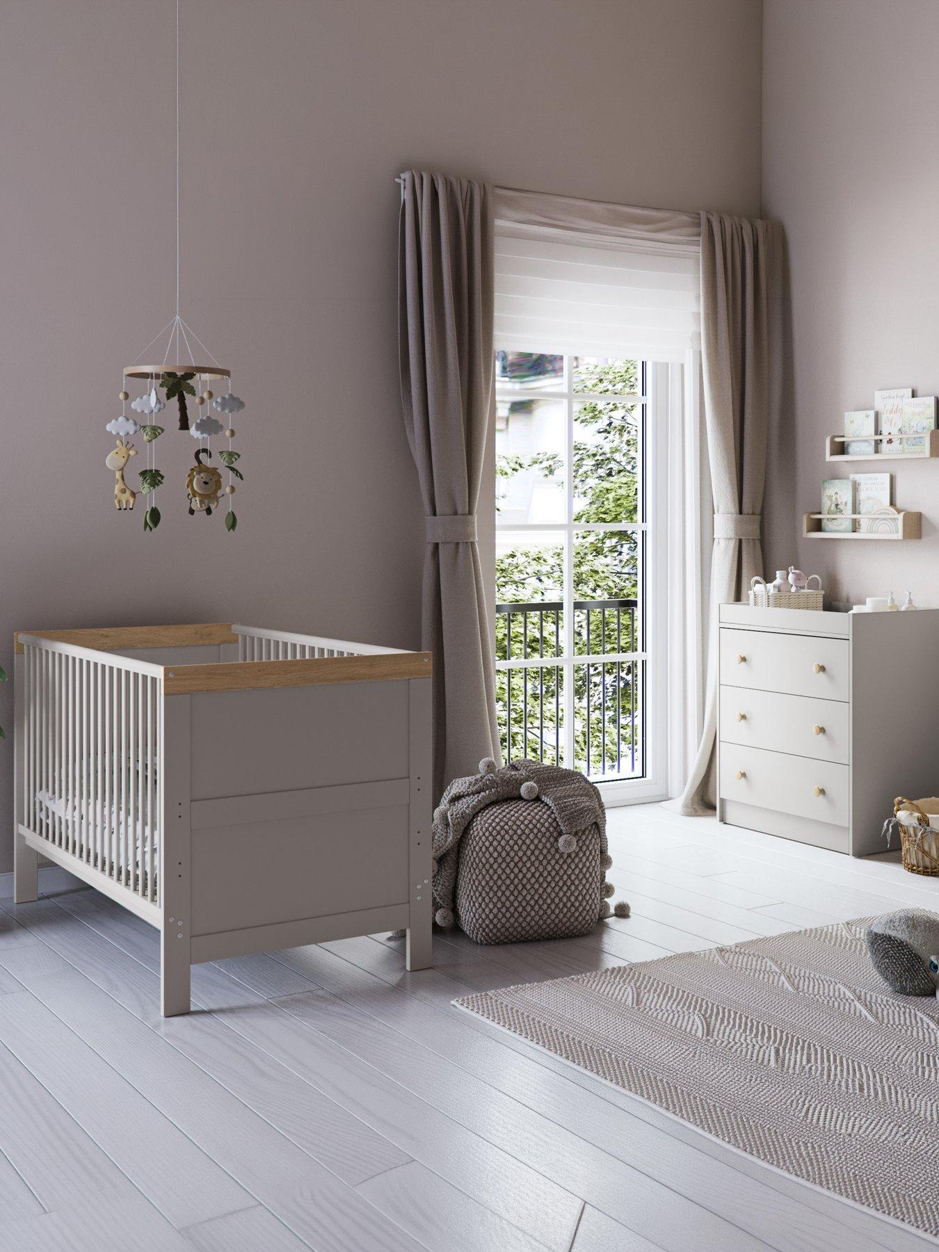 Little Acorns Florence 2 Piece Roomset - Cot Bed & Dresser - Cashmere & Honeyoak