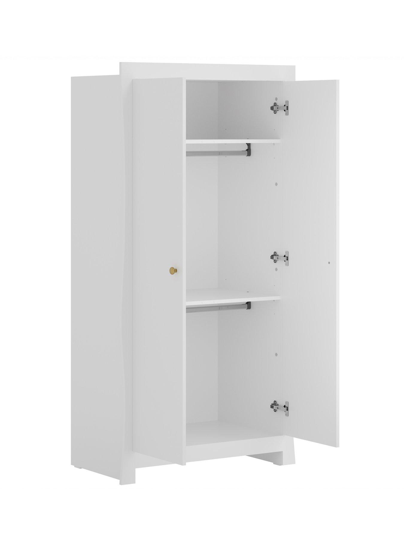 Image 3 of 6 of Little Acorns Celeste Double Wardrobe - White inc. brushed gold knobs