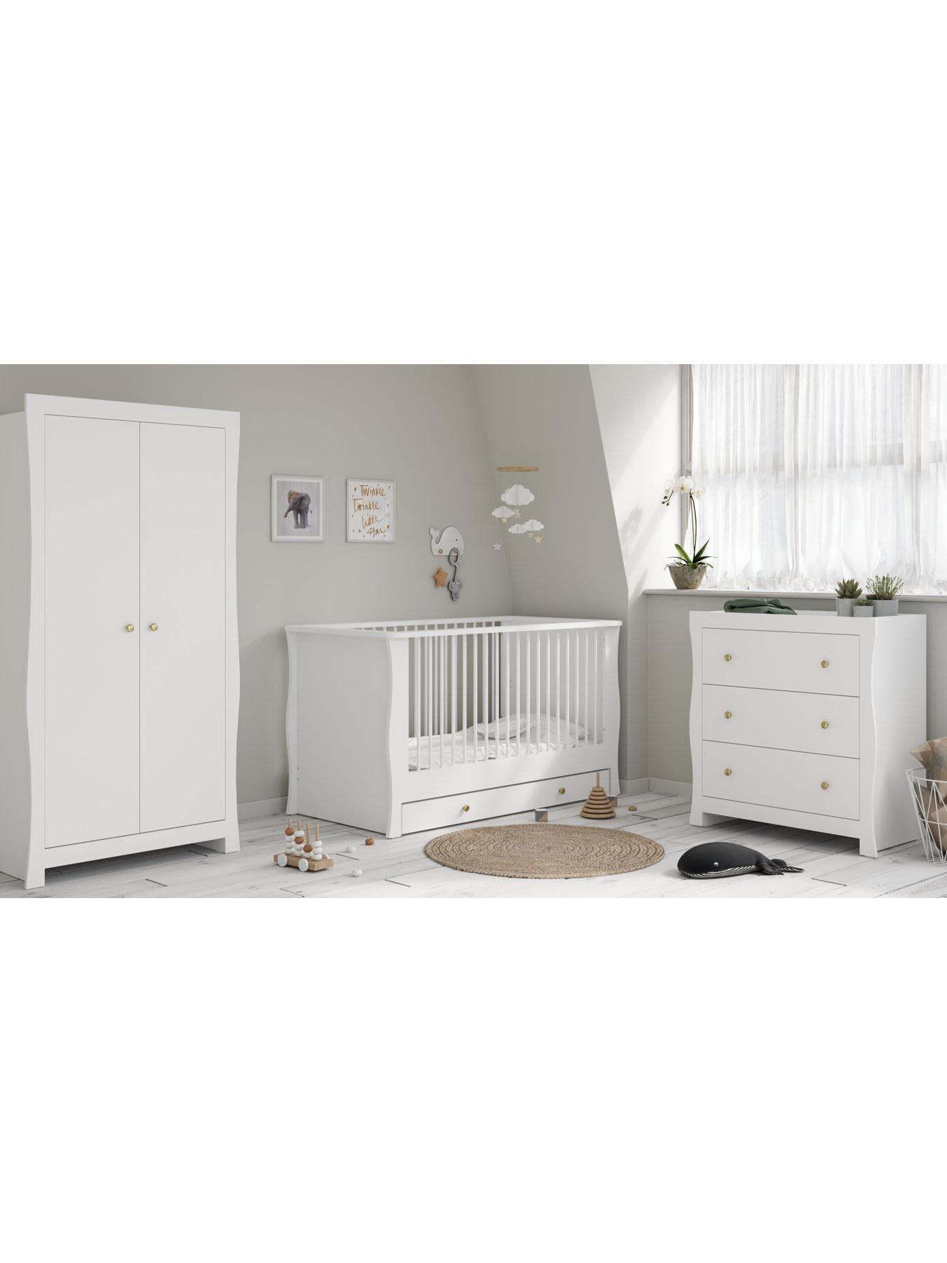 Image 4 of 6 of Little Acorns Celeste Double Wardrobe - White inc. brushed gold knobs