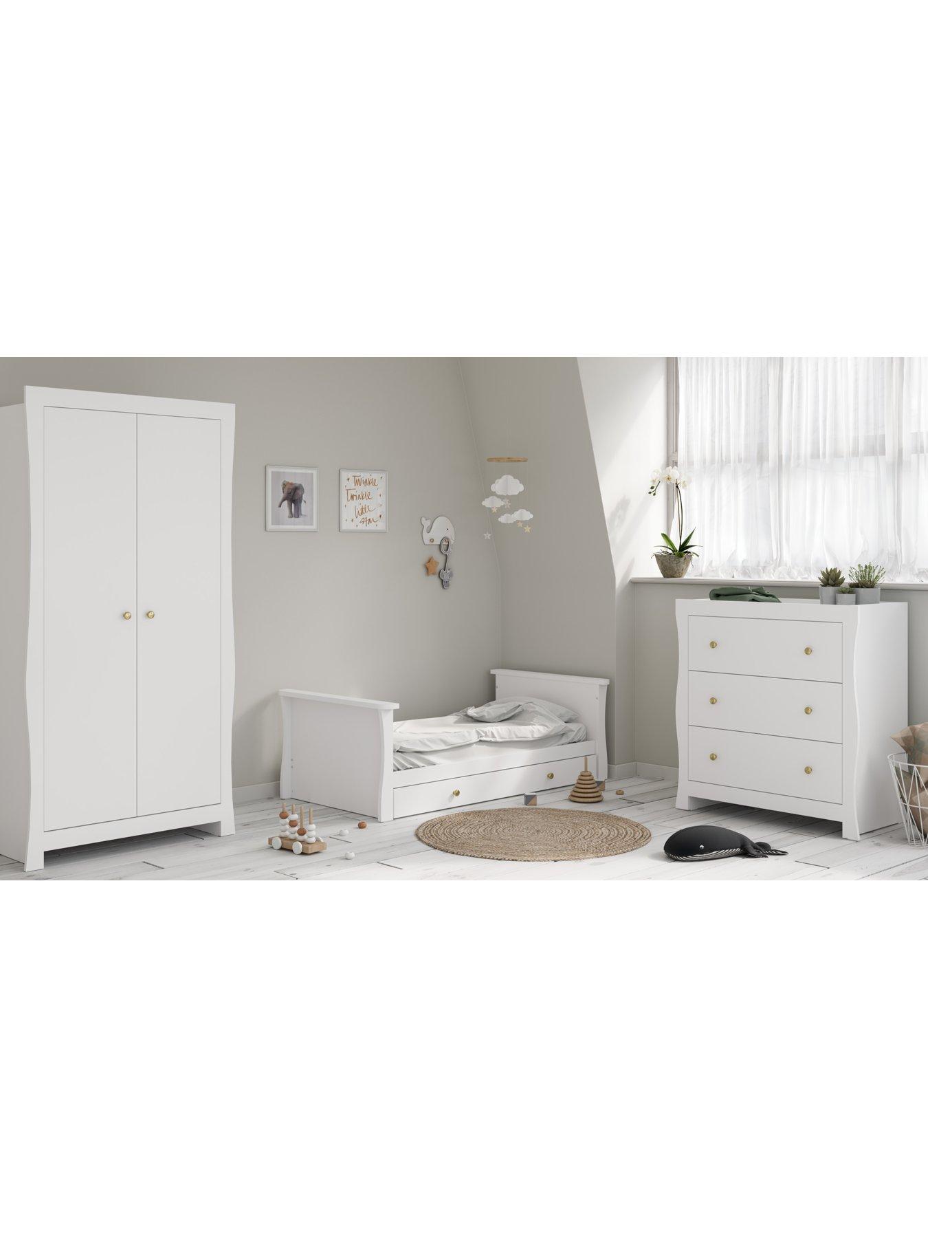 Image 5 of 6 of Little Acorns Celeste Double Wardrobe - White inc. brushed gold knobs