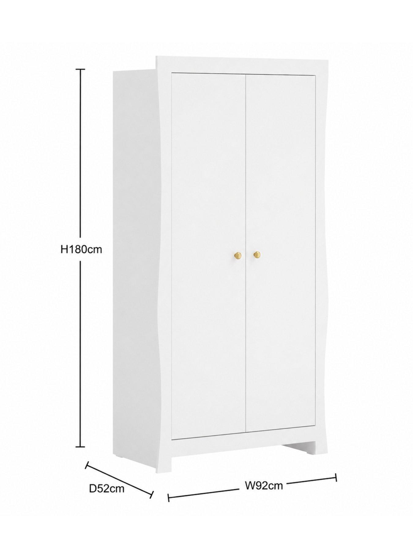 Image 6 of 6 of Little Acorns Celeste Double Wardrobe - White inc. brushed gold knobs