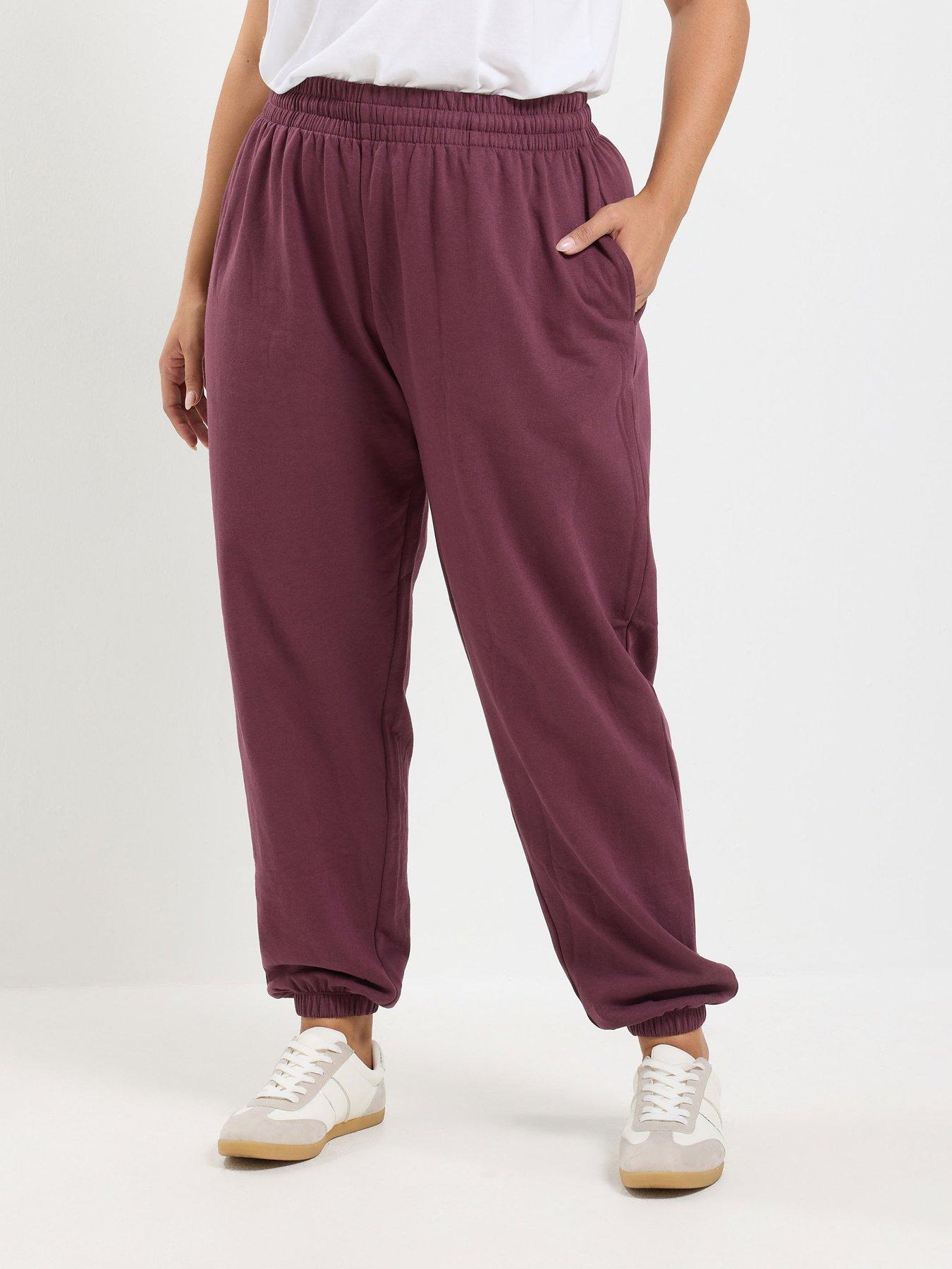 Image 1 of 4 of Yours Curve Cuffed Jogger - Burgundy