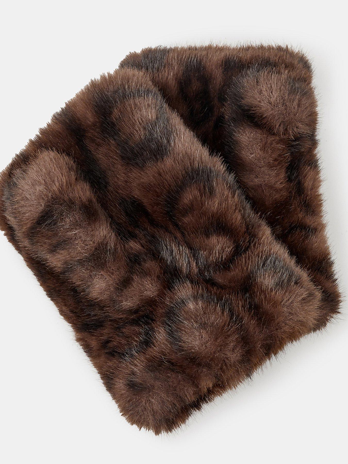 Image 2 of 2 of Accessorize Womens Faux Fur Fingerless Gloves - Brown