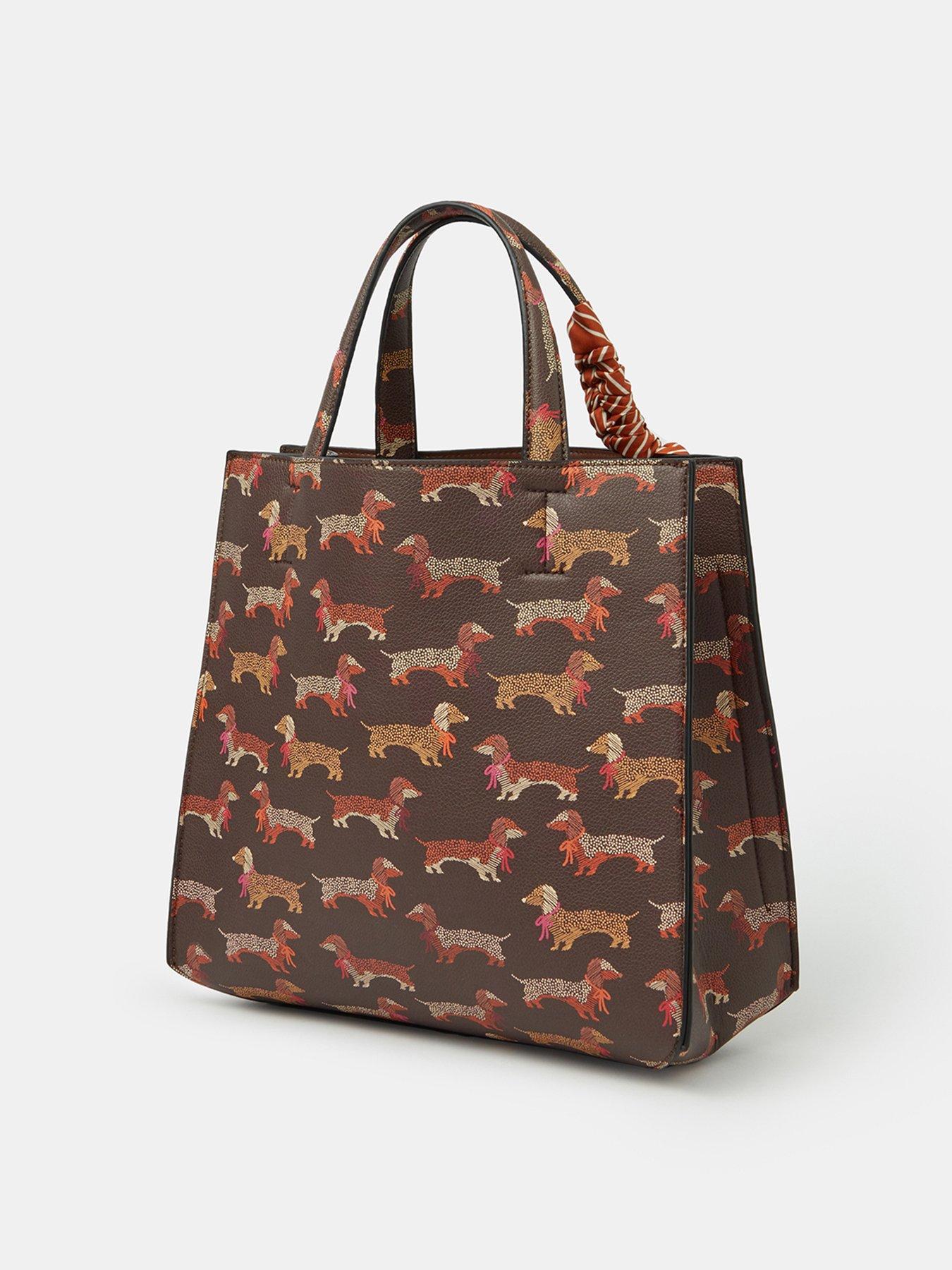 Image 3 of 5 of Accessorize Sausage Dog Print Structured Handheld Tote Bag - Brown
