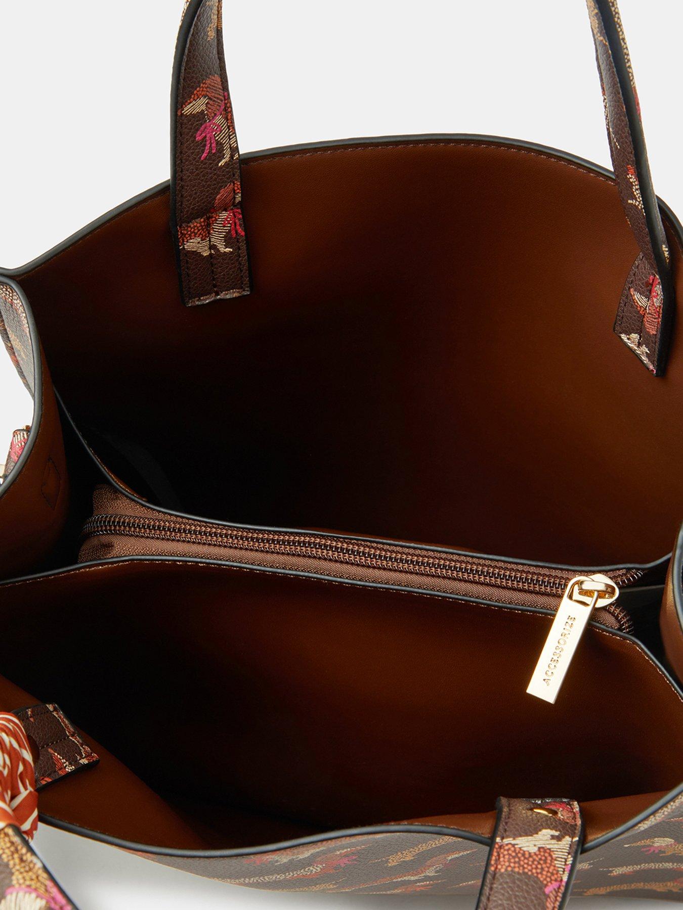 Image 5 of 5 of Accessorize Sausage Dog Print Structured Handheld Tote Bag - Brown