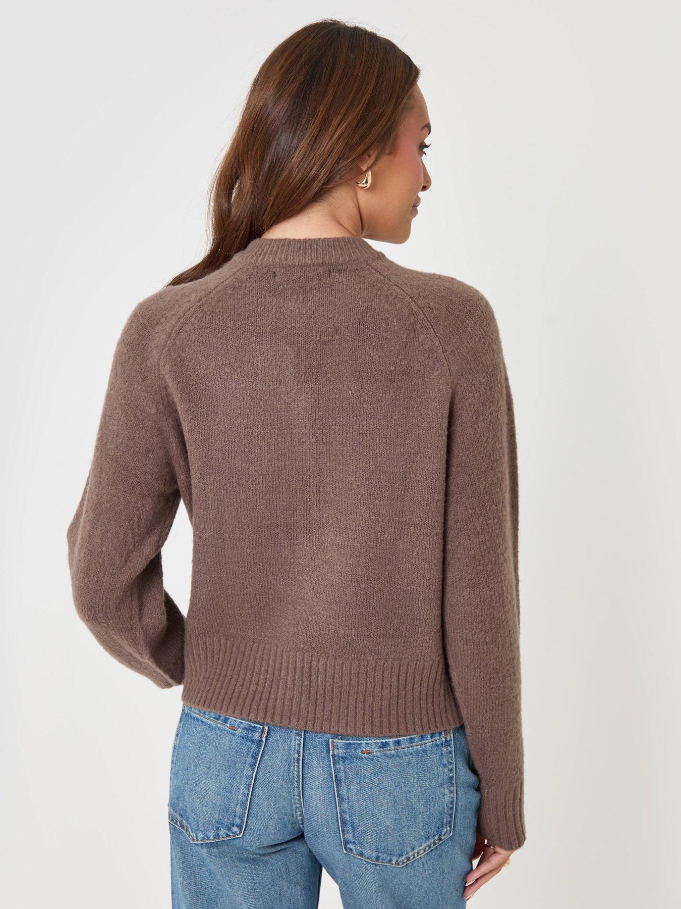 Image 2 of 4 of Threadbare Womens Relaxed Fit Knitted Cardigan - Brown