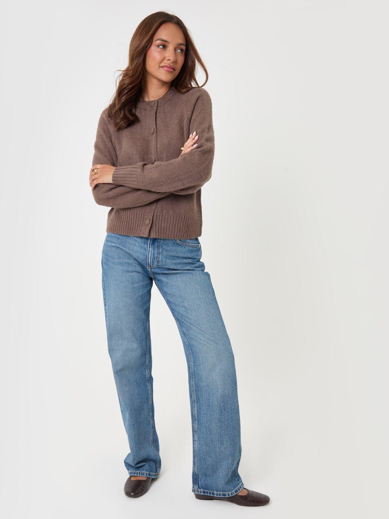Image 3 of 4 of Threadbare Womens Relaxed Fit Knitted Cardigan - Brown