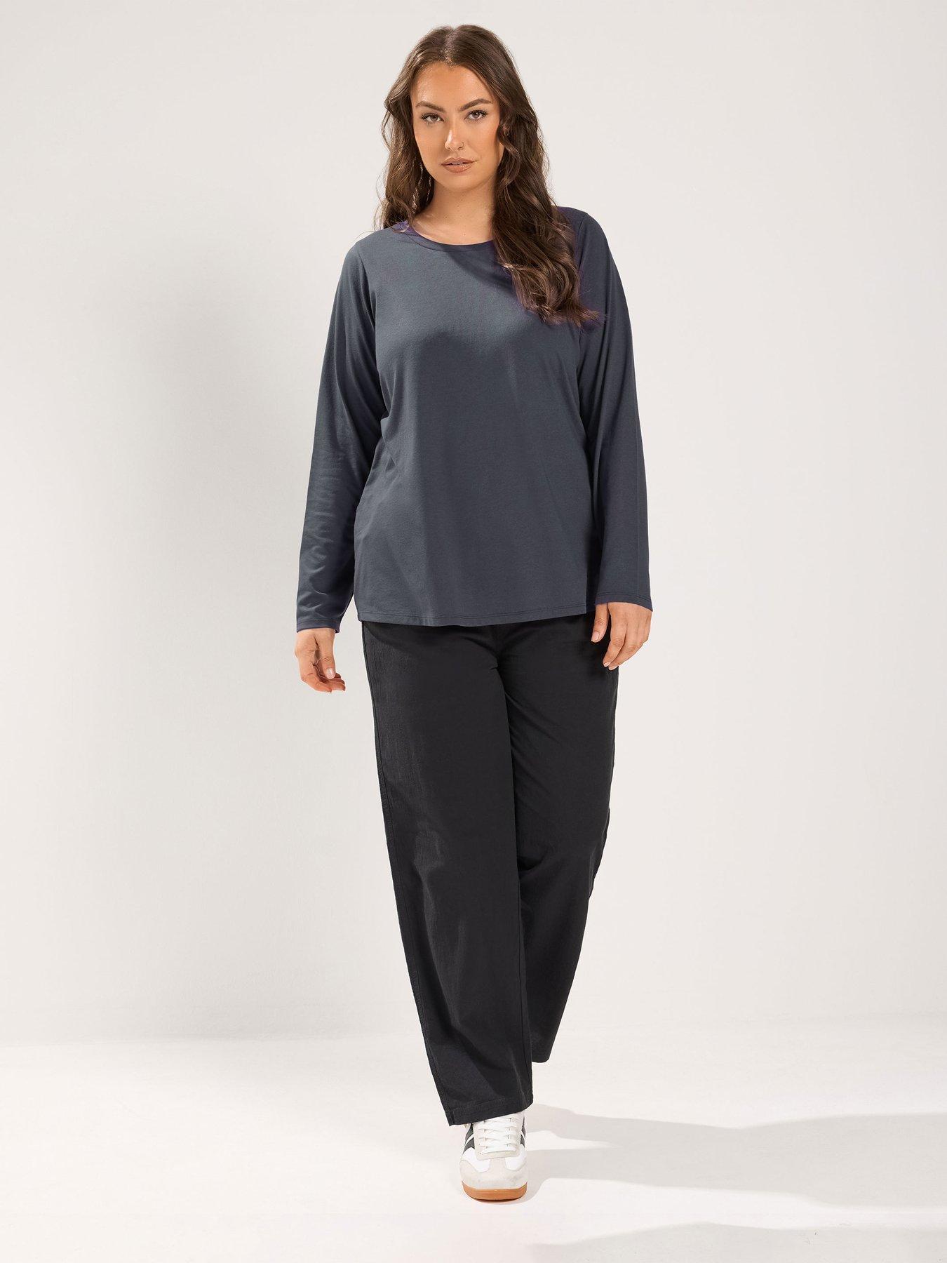 Image 3 of 4 of Yours Curve 2 Pack Long Sleeve T-Shirt - Multi