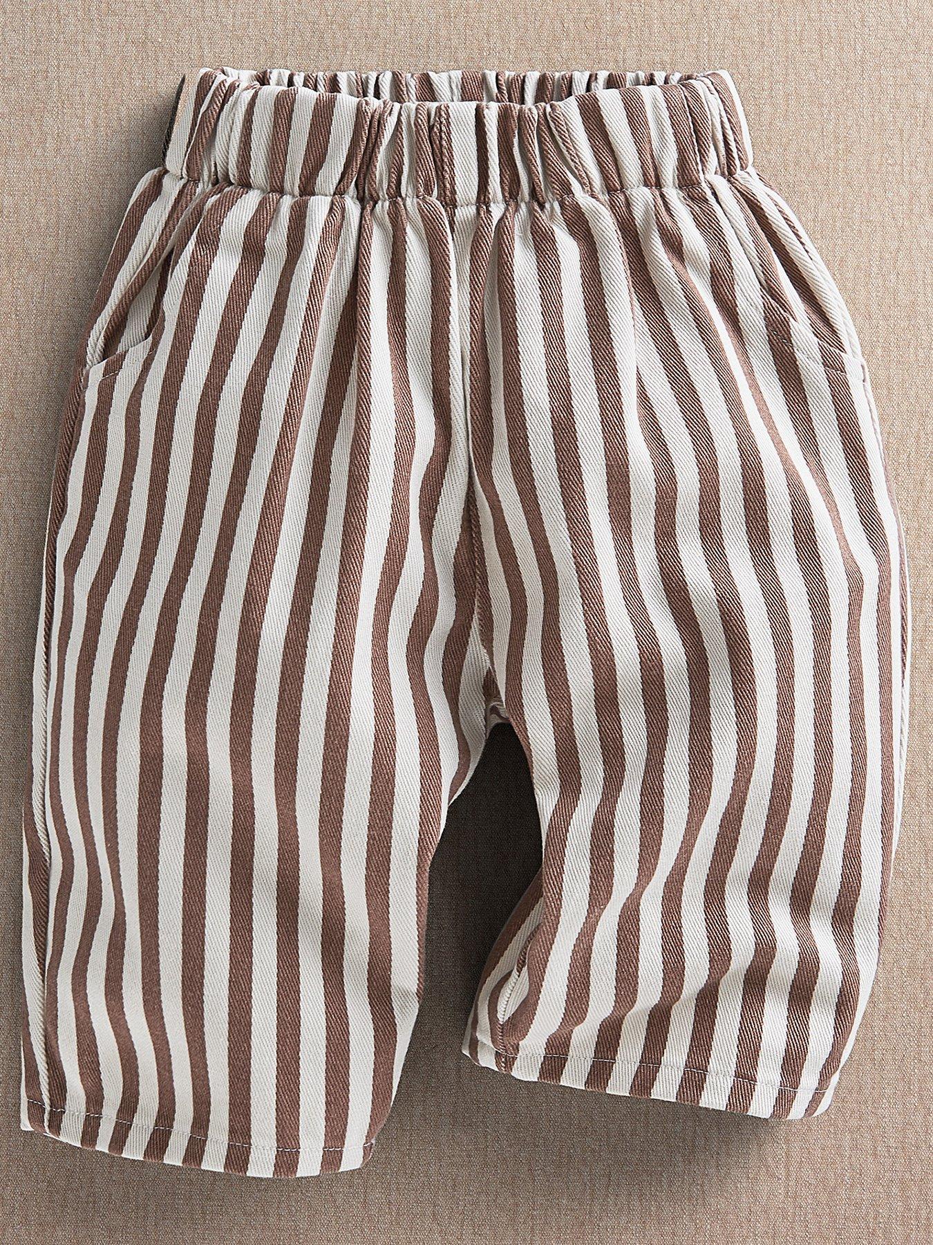 Mamas & Papas Baby Unisex Stripe Straight Wide-leg Trousers, Multi, Size Age: Up To 1 Month