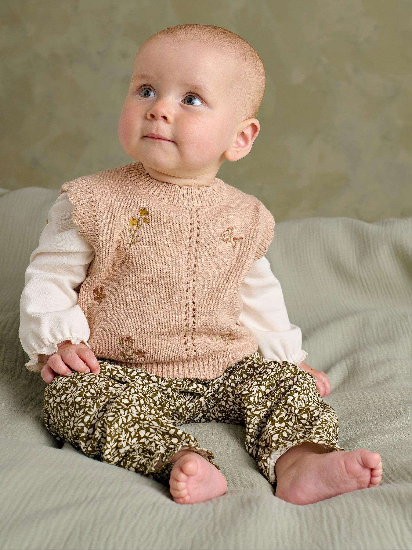 Mamas & Papas Baby Girls 2 Piece Knitted Tank Top & Corduroy Trousers, Pink, Size Up To 1 Month
