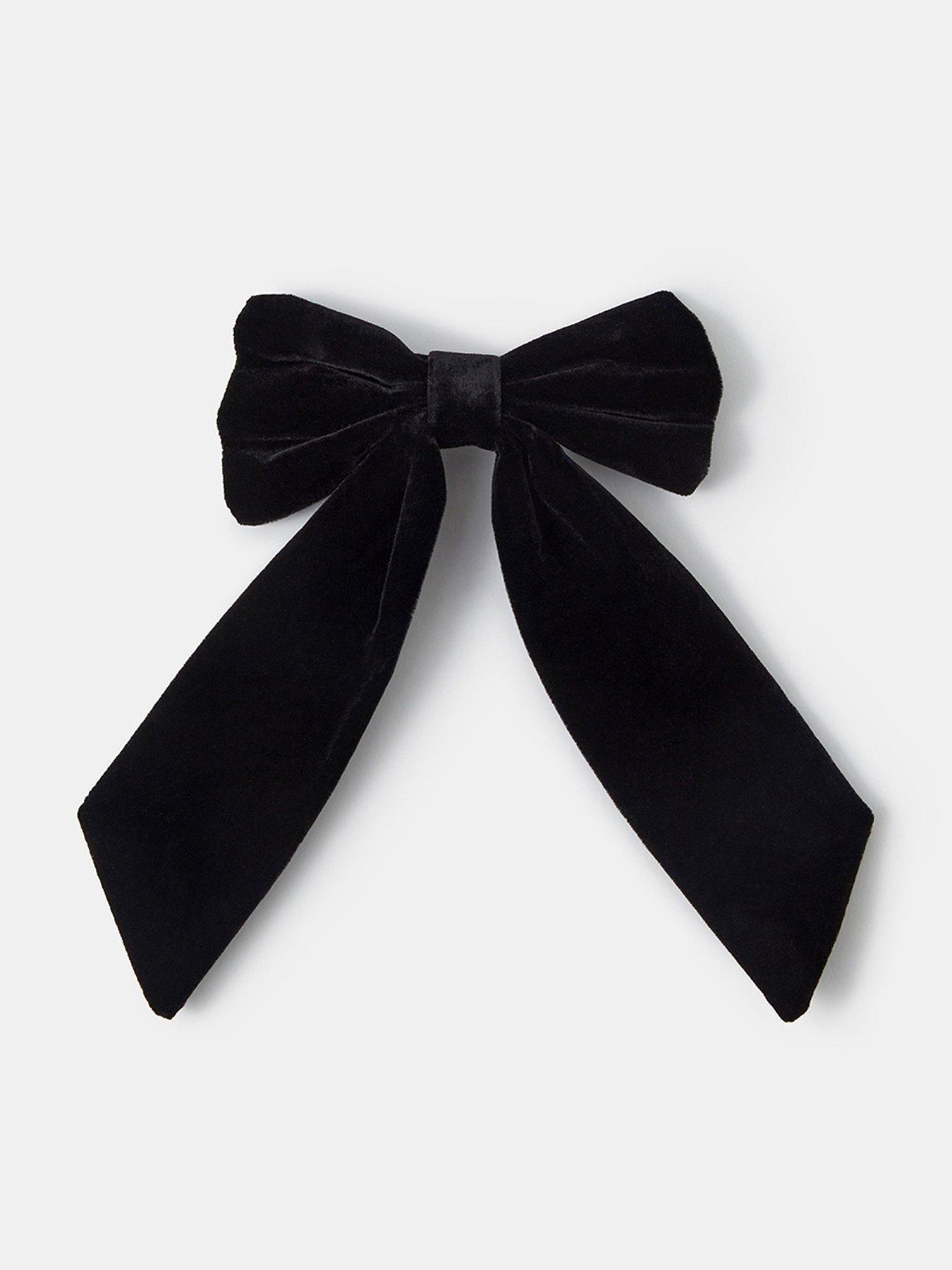 Image 1 of 3 of Accessorize Velvet Bow Hair Clip - Black