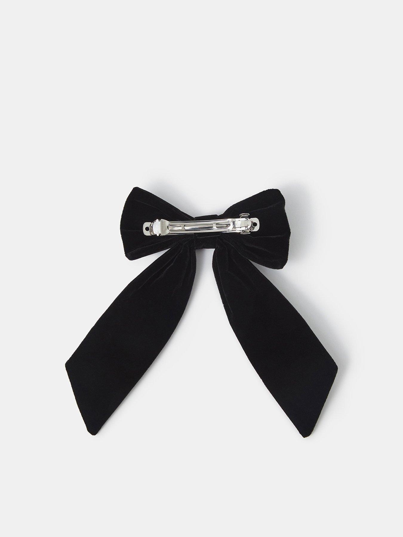 Image 2 of 3 of Accessorize Velvet Bow Hair Clip - Black