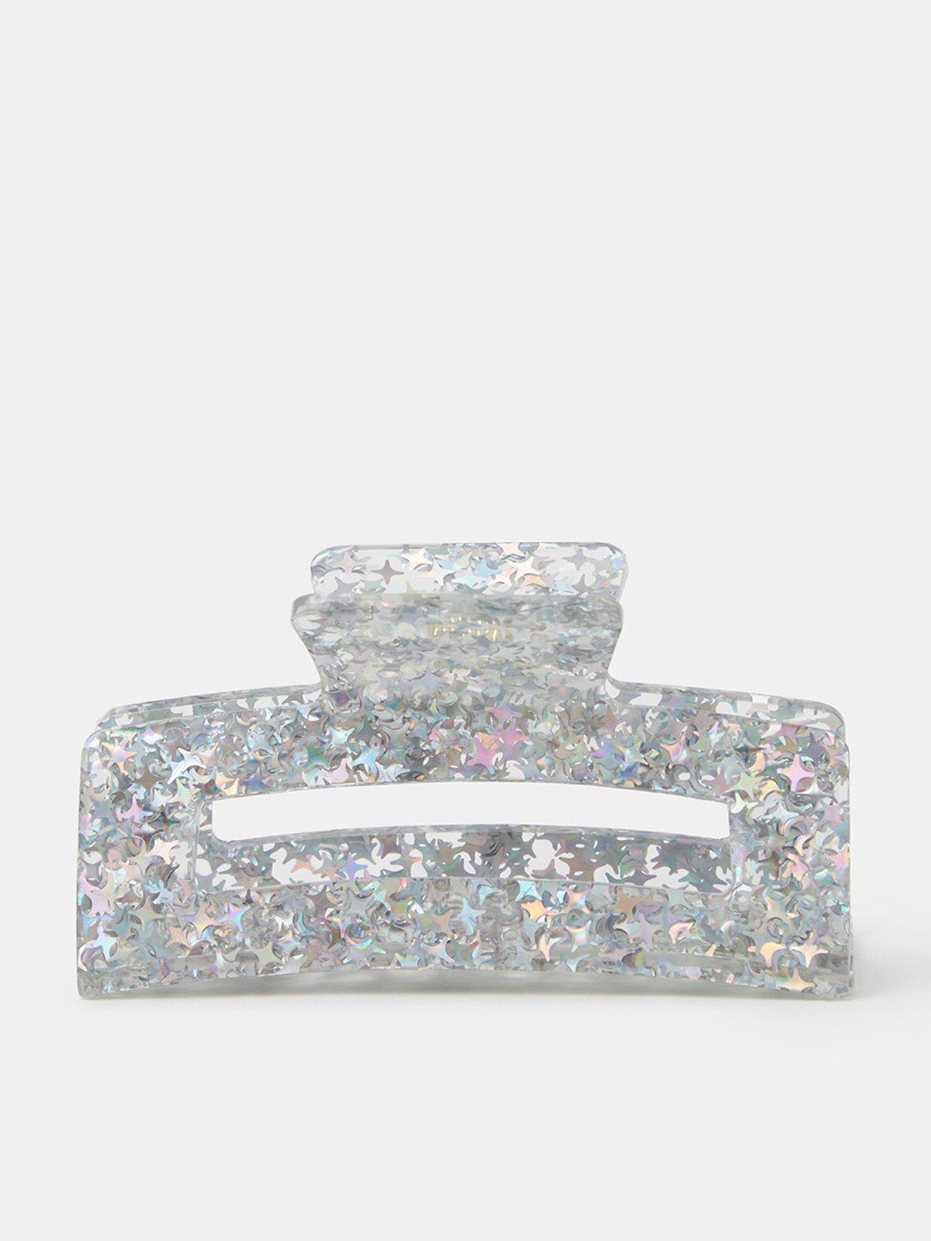 Image 1 of 2 of Accessorize Womens Glitter Star Resin Claw Clip - Silver