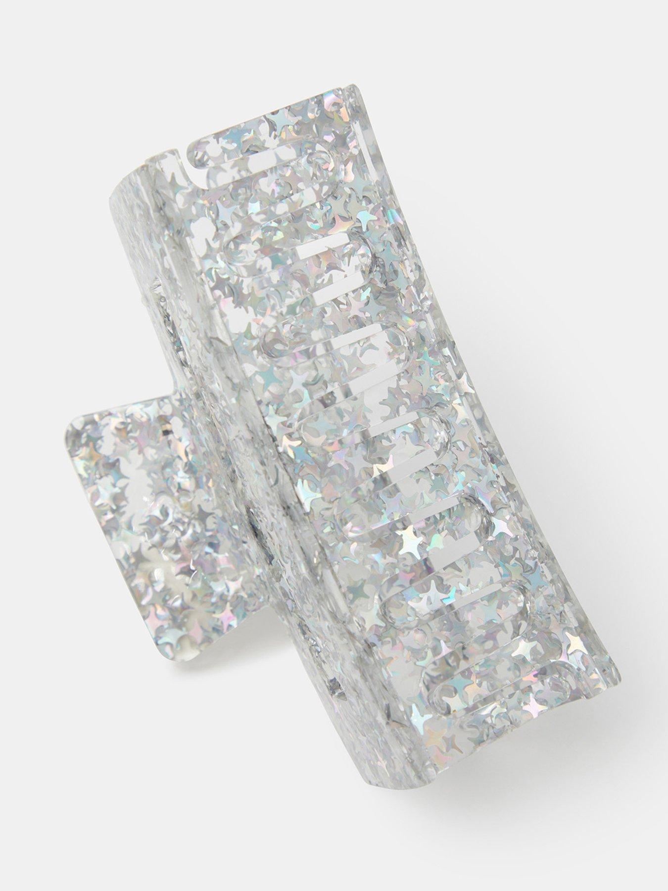 Image 2 of 2 of Accessorize Womens Glitter Star Resin Claw Clip - Silver