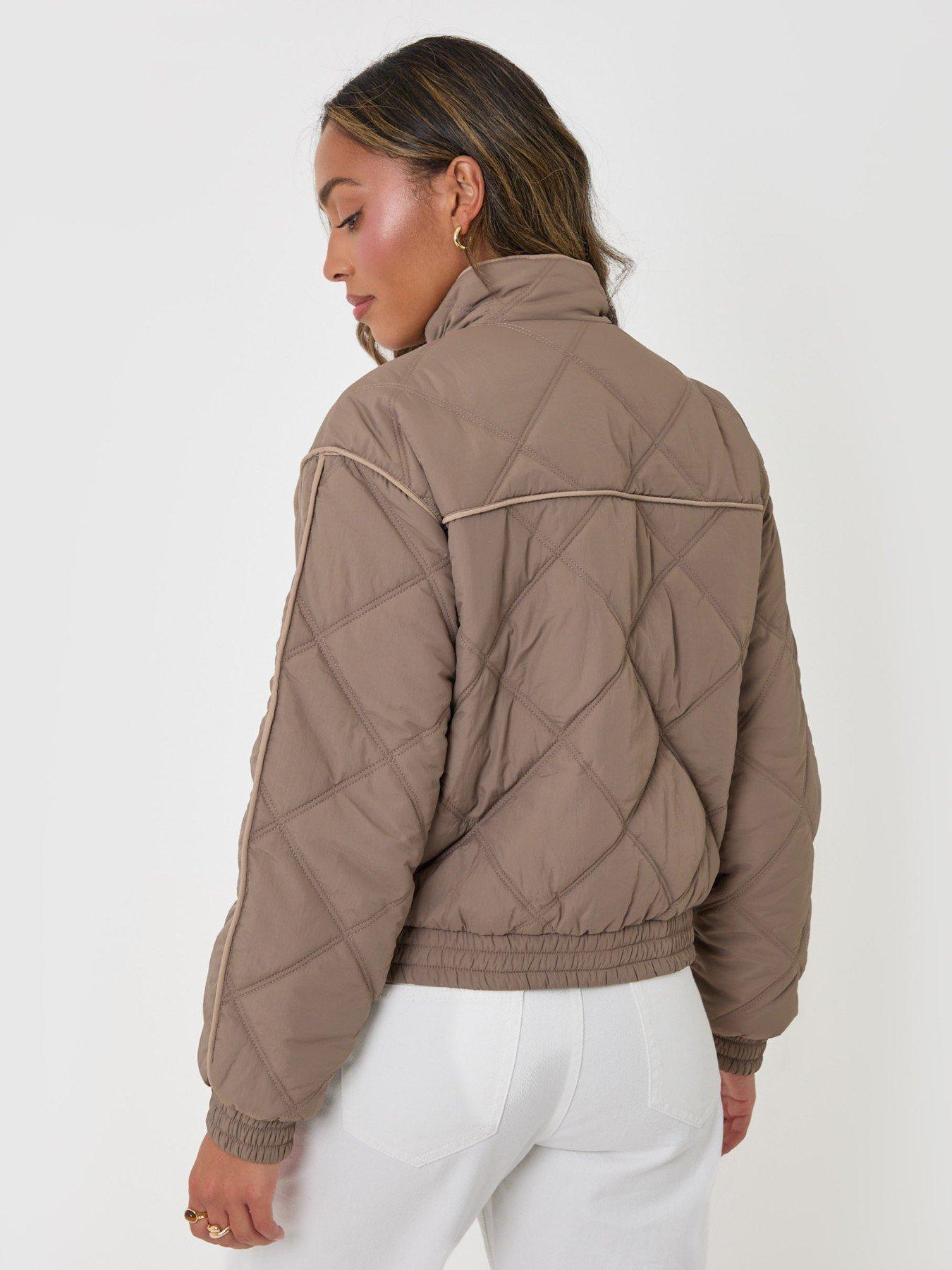Image 2 of 4 of Threadbare Quilted Funnel Neck Bomber Jacket In Grey