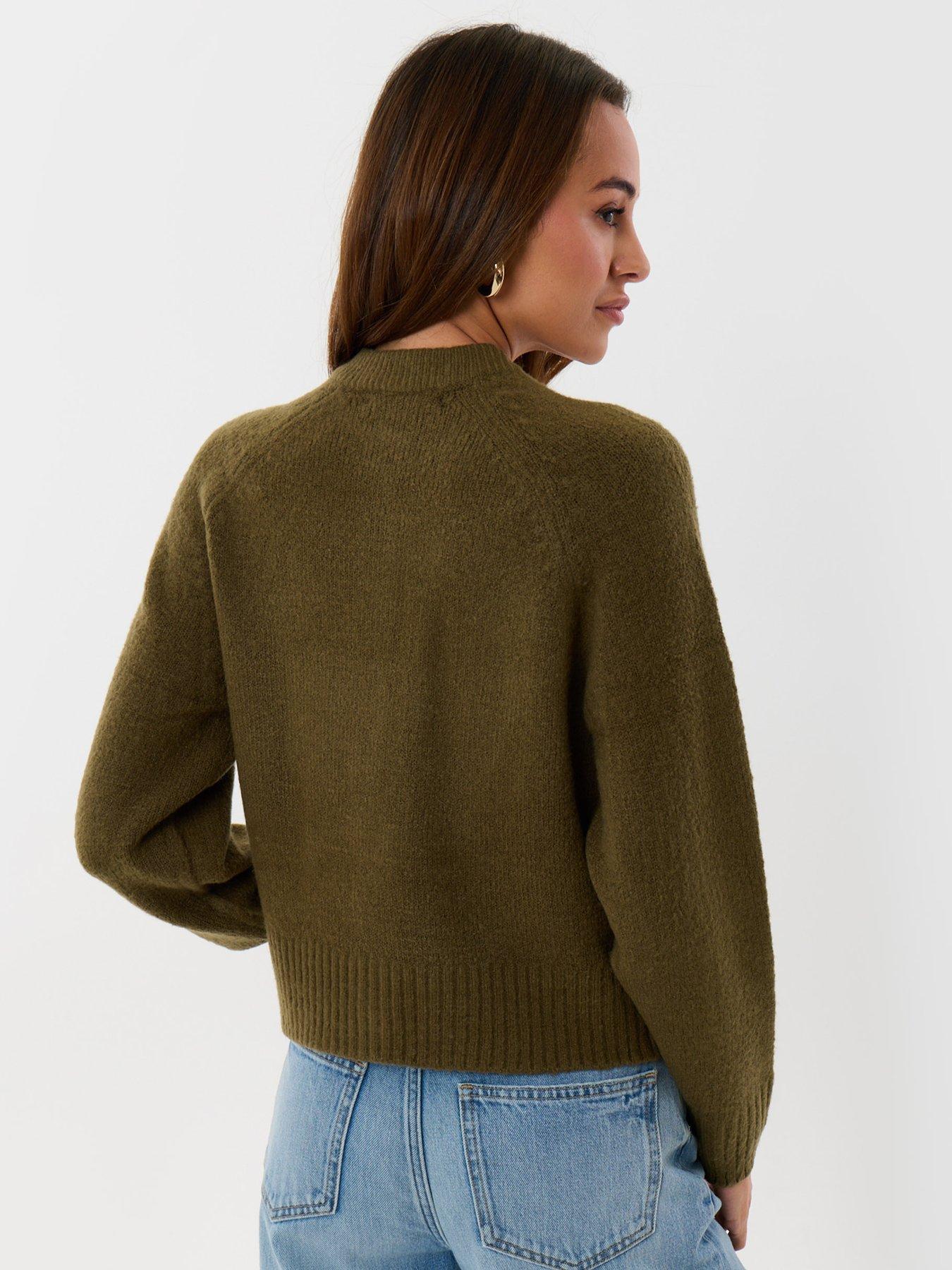 Image 2 of 4 of Threadbare Womens Relaxed Fit Knitted Cardigan - Khaki