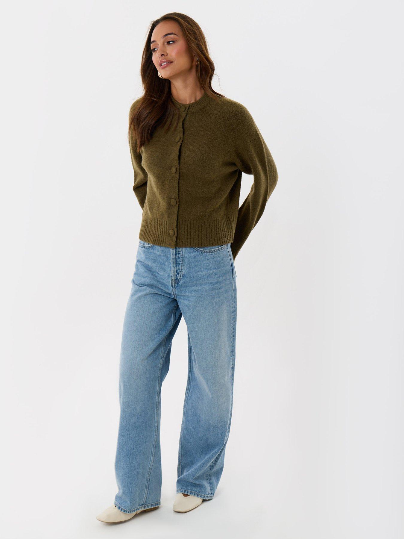 Image 3 of 4 of Threadbare Womens Relaxed Fit Knitted Cardigan - Khaki