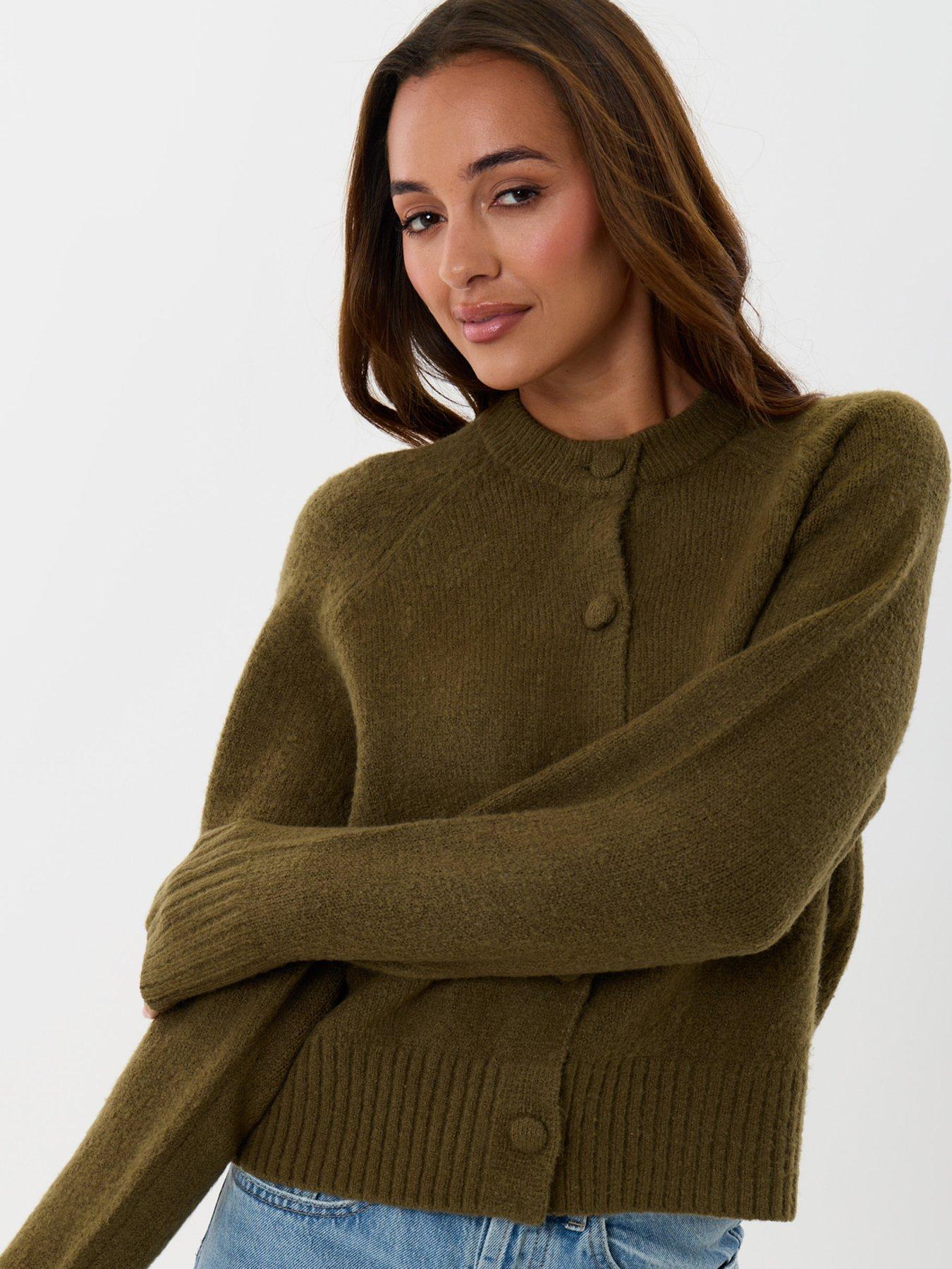 Image 4 of 4 of Threadbare Womens Relaxed Fit Knitted Cardigan - Khaki