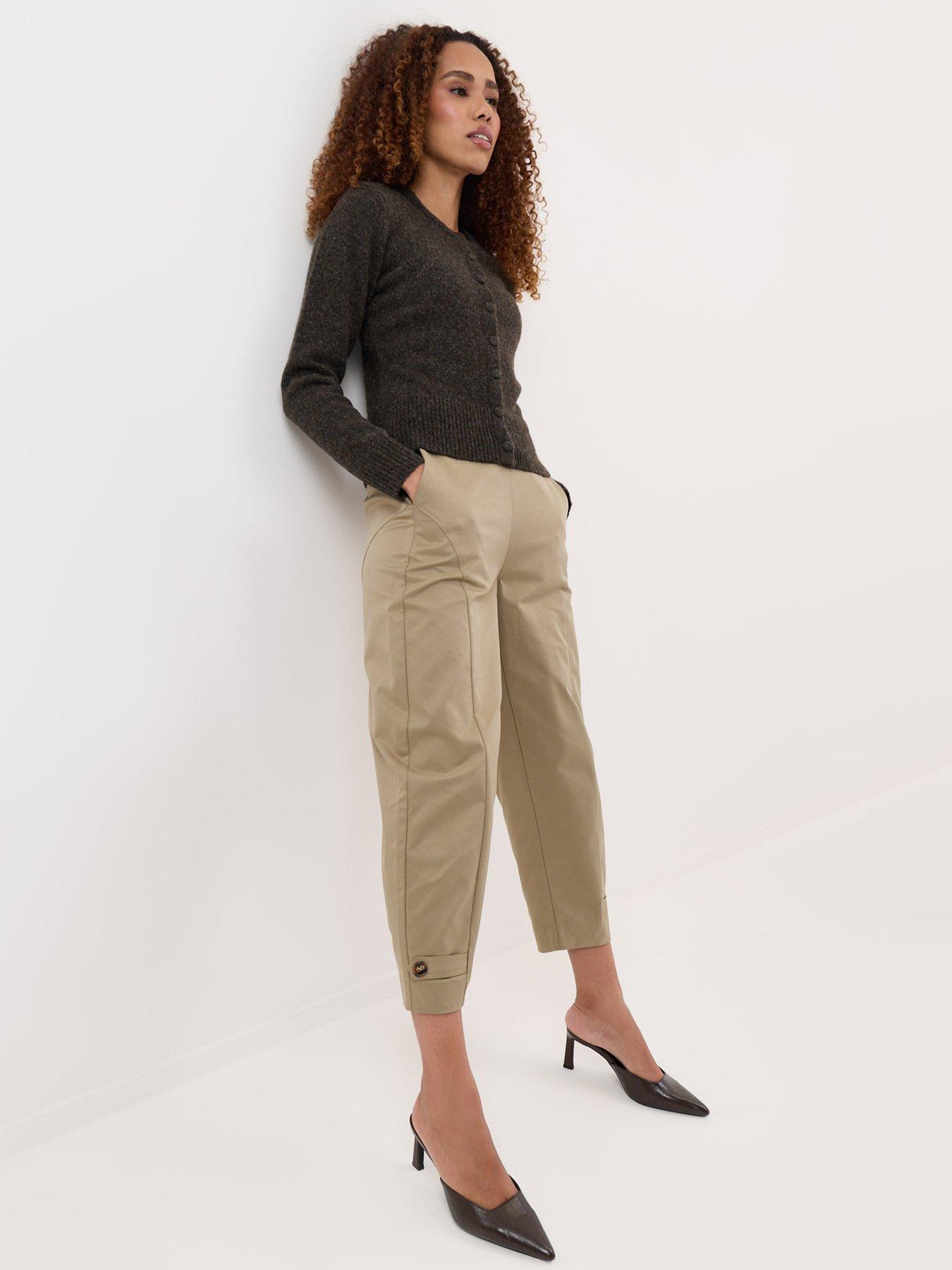 Image 1 of 5 of Threadbare Barrel Leg Trousers In Beige