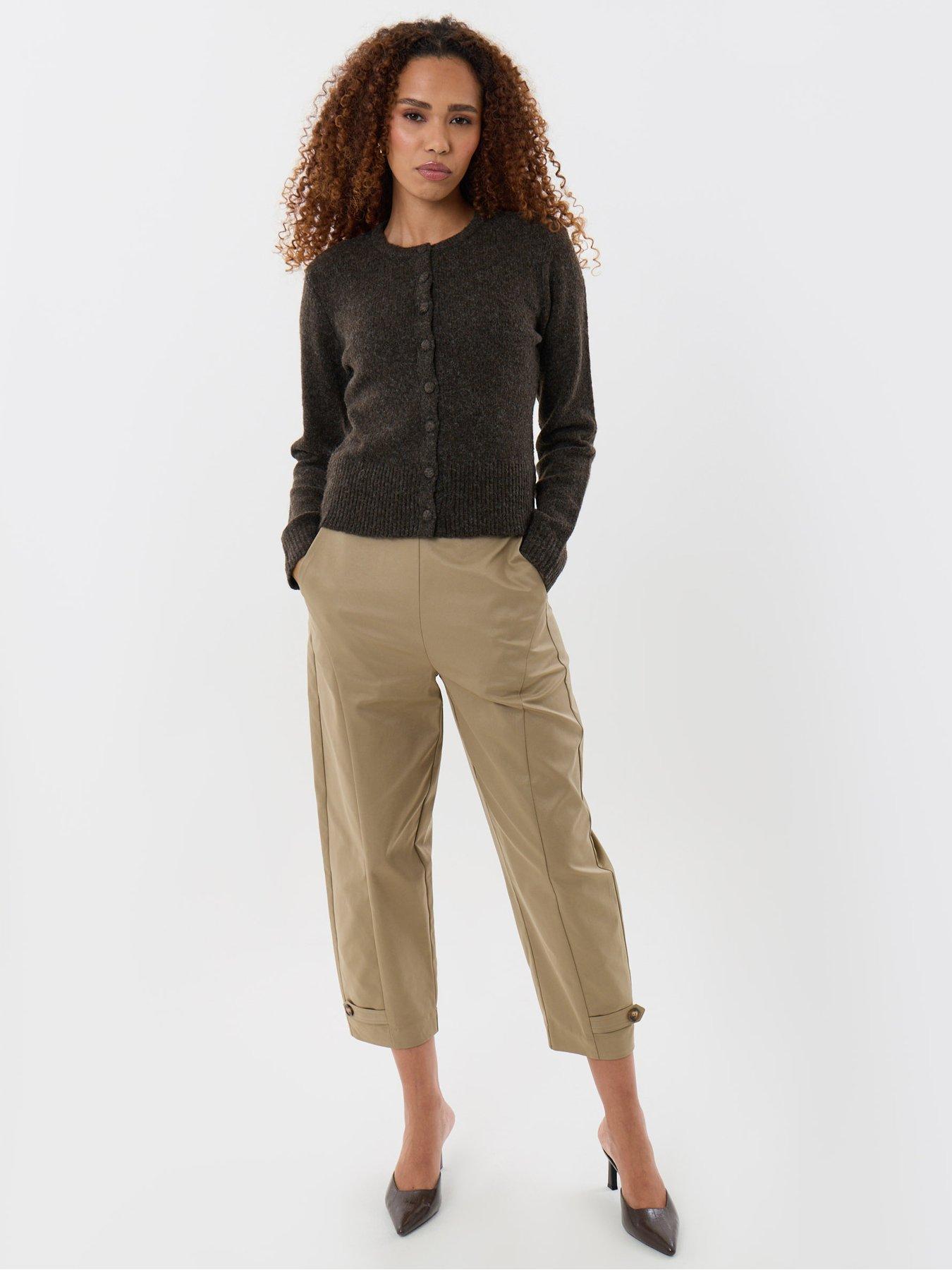 Image 5 of 5 of Threadbare Barrel Leg Trousers In Beige