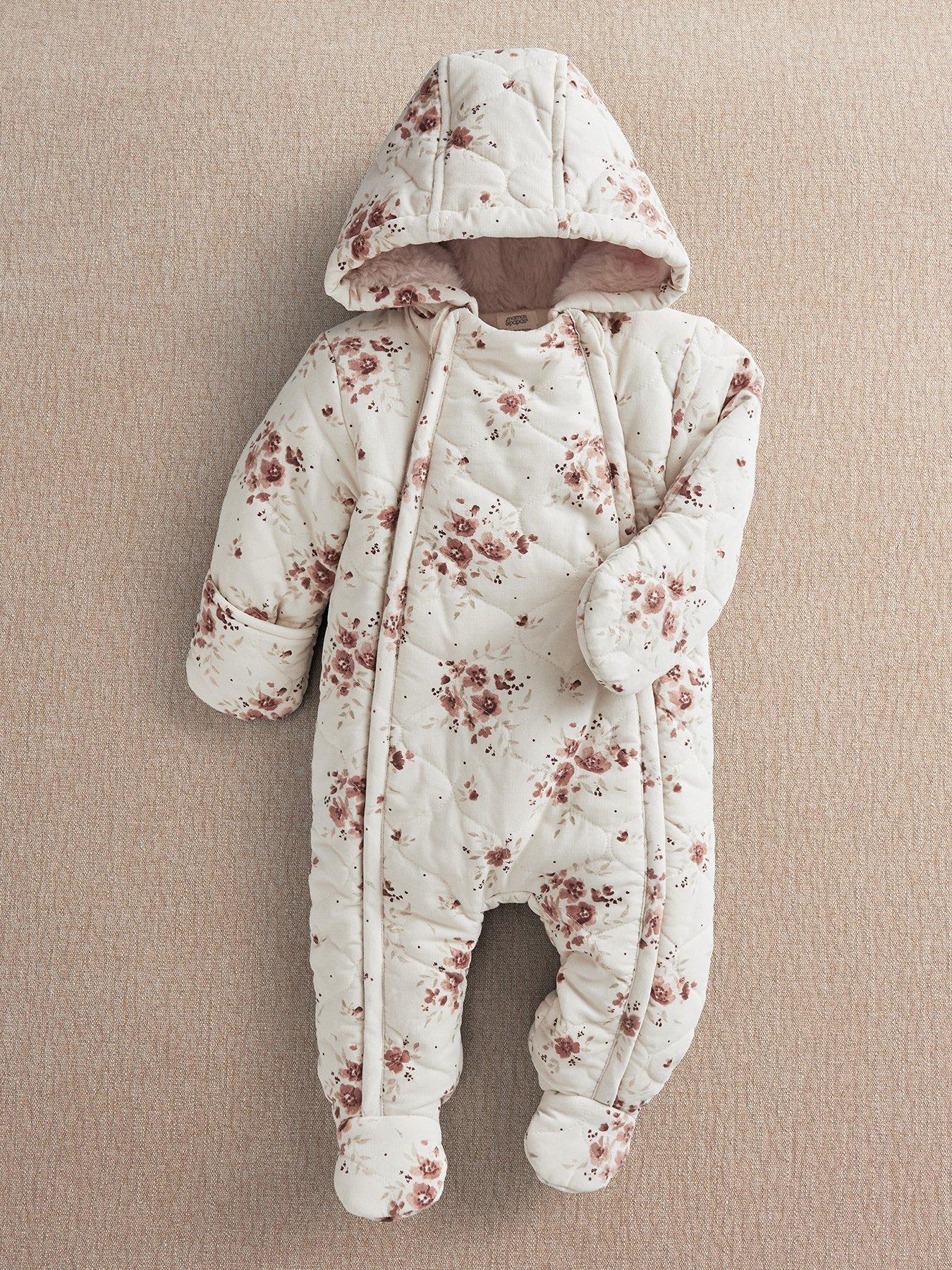 Mamas & Papas Baby Girls Ditsy Print Pramsuit, Pink, Size Newborn