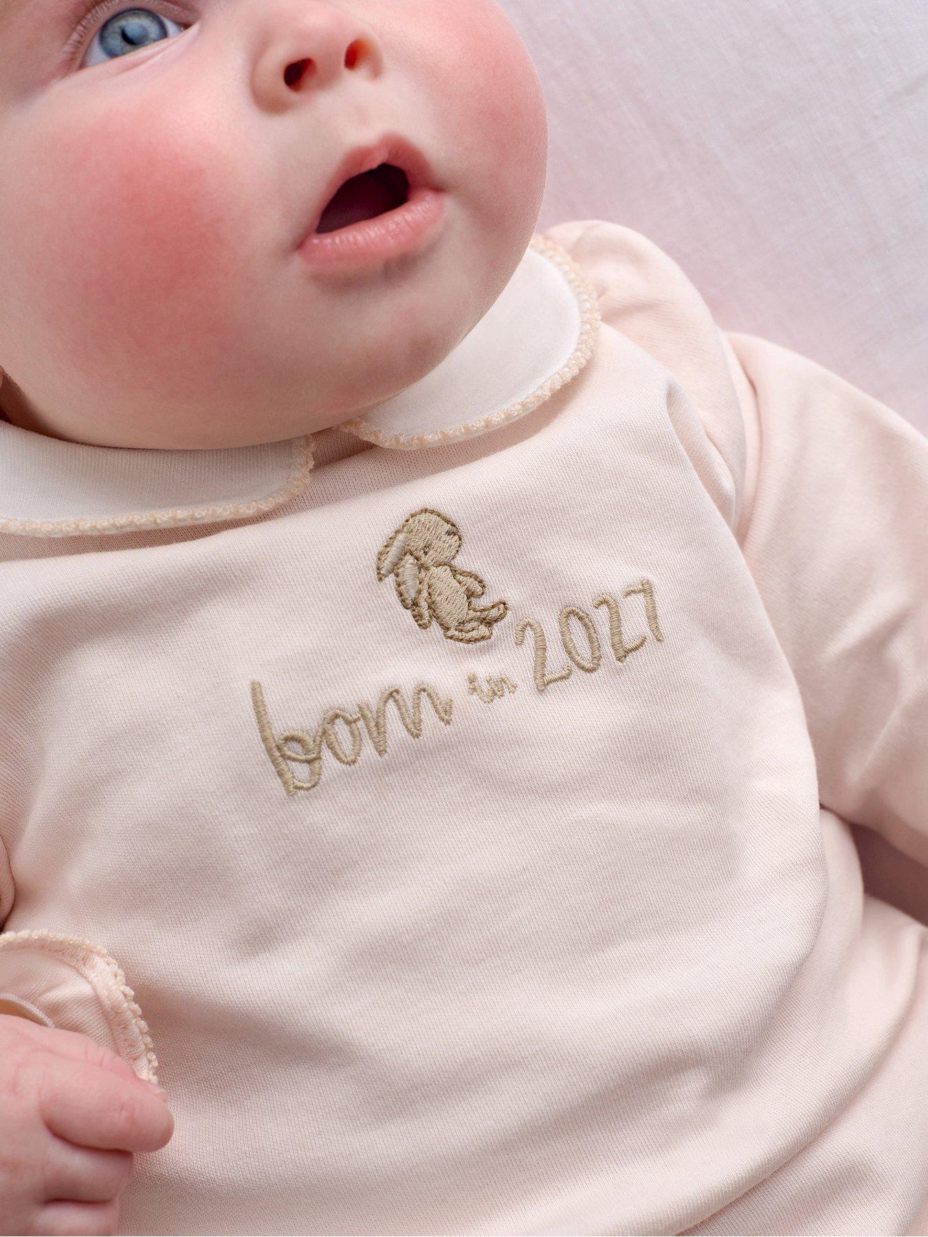 Mamas & Papas Baby Girls Born In 2027 Bunny Sleepsuit, Pink, Size Up To 1 Month