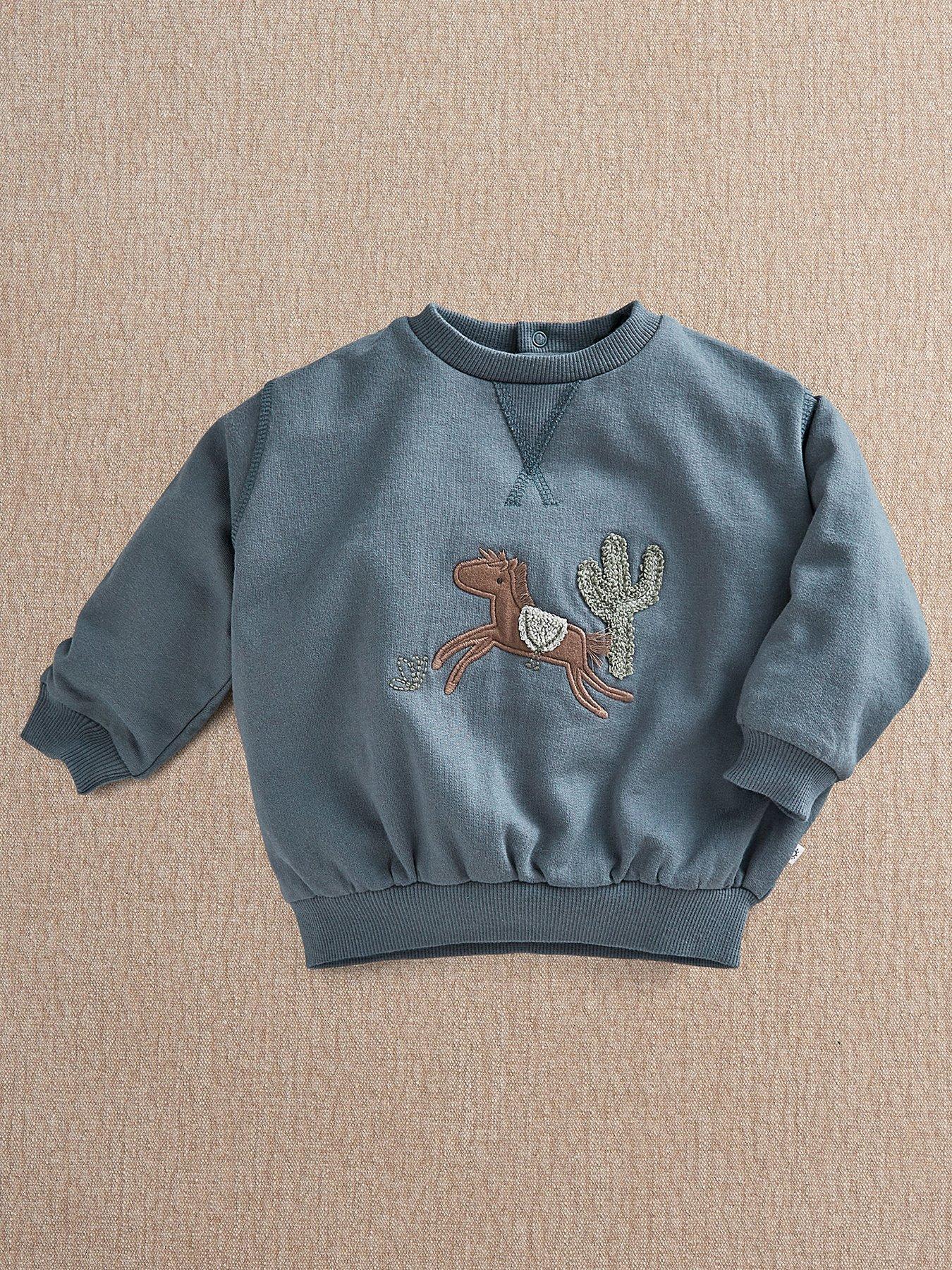Mamas & Papas Baby Boys Pony Sweatshirt, Blue, Size 3-6 Months