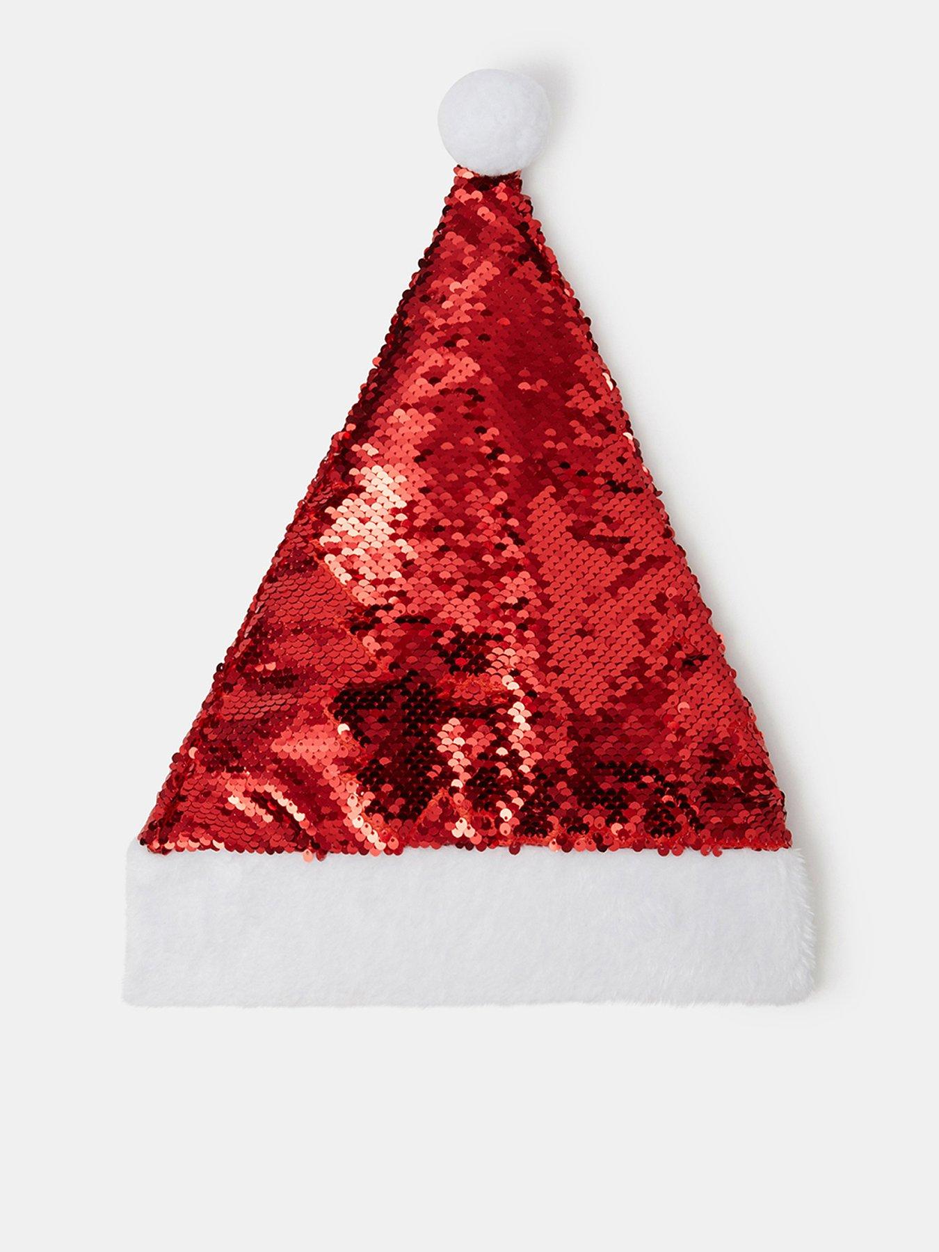 Image 1 of 2 of Accessorize Womens Sequin Santa Hat - Red