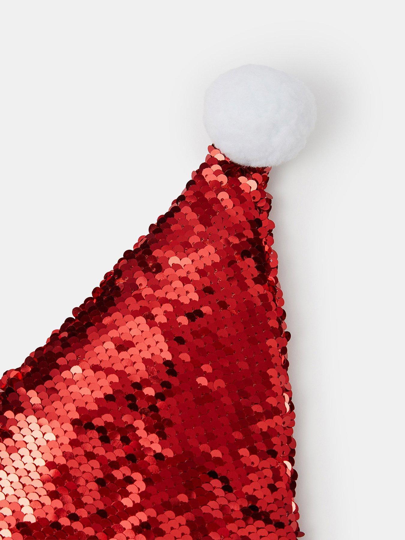 Image 2 of 2 of Accessorize Womens Sequin Santa Hat - Red