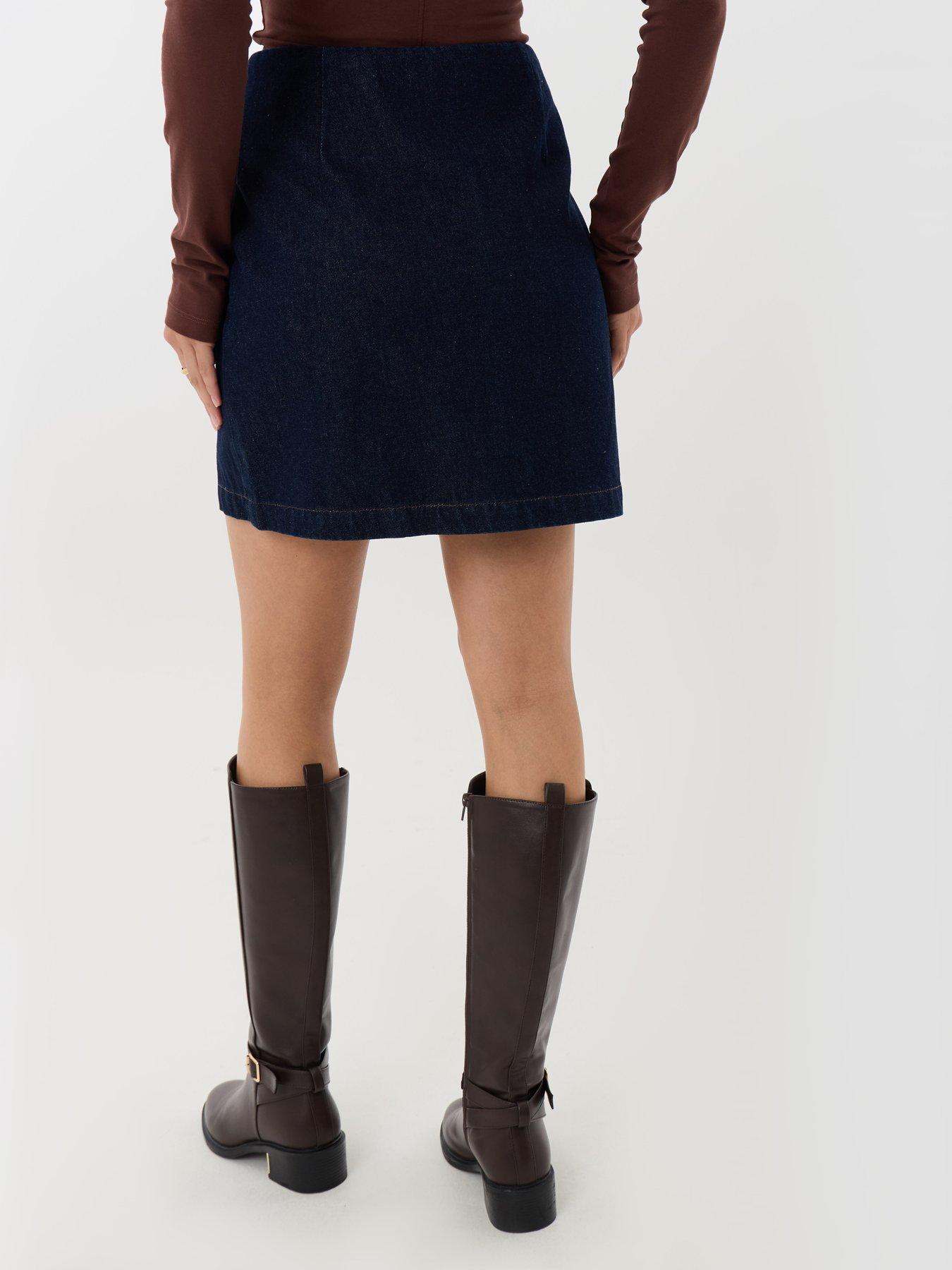Image 2 of 4 of Threadbare Womens Pleated Wrap Buckle Detail Mini Skirt - Blue
