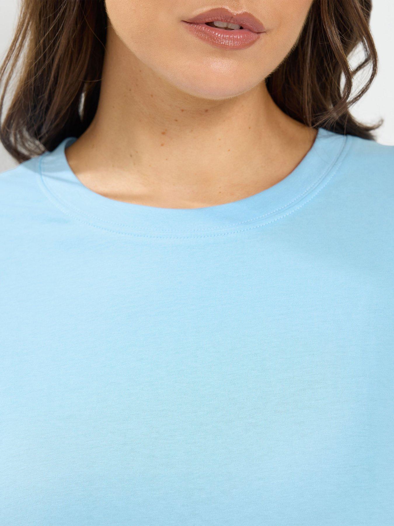 Image 4 of 4 of Yours Curve Relaxed Cotton Top - Blue