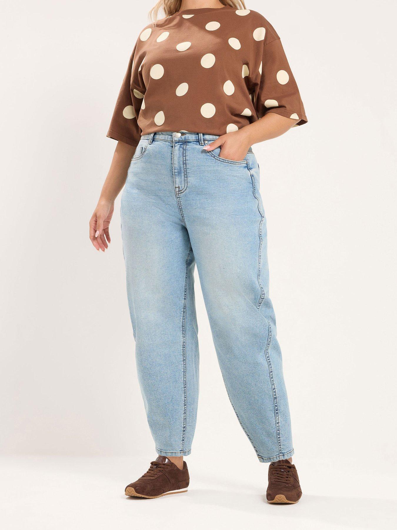Image 1 of 4 of Yours Curve Barrel Leg 28" Jeans - Blue