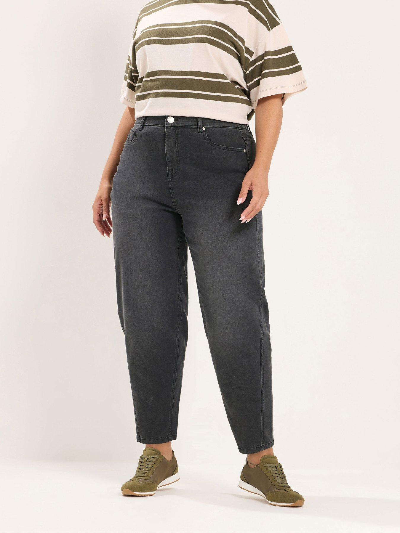 Image 1 of 4 of Yours Curve Barrel Leg 30" Jeans - Black