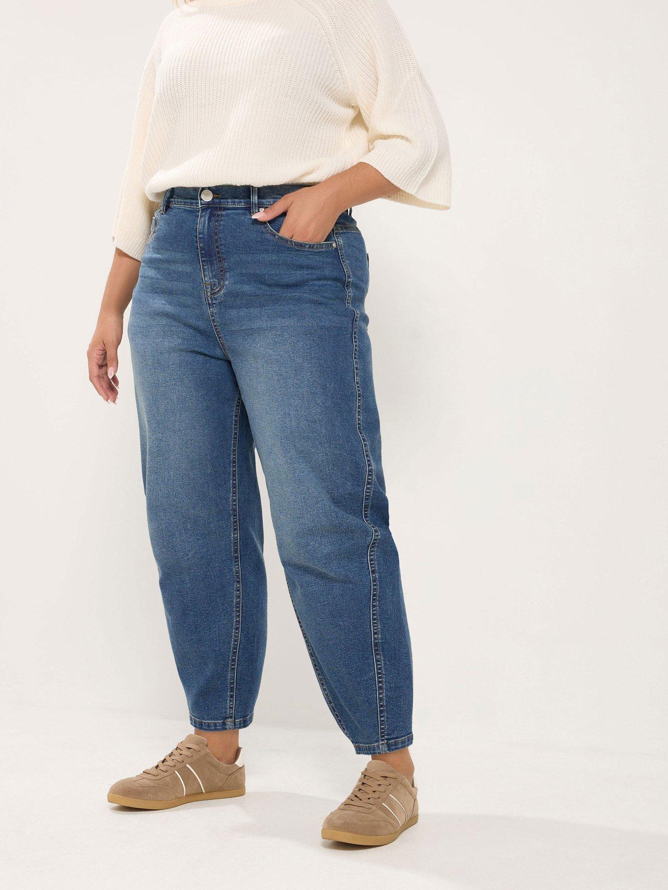 Image 1 of 4 of Yours Curve Barrel Leg 30" Jeans - Blue