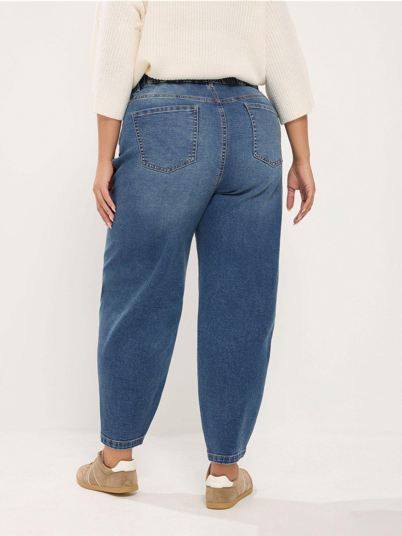 Image 2 of 4 of Yours Curve Barrel Leg 30" Jeans - Blue